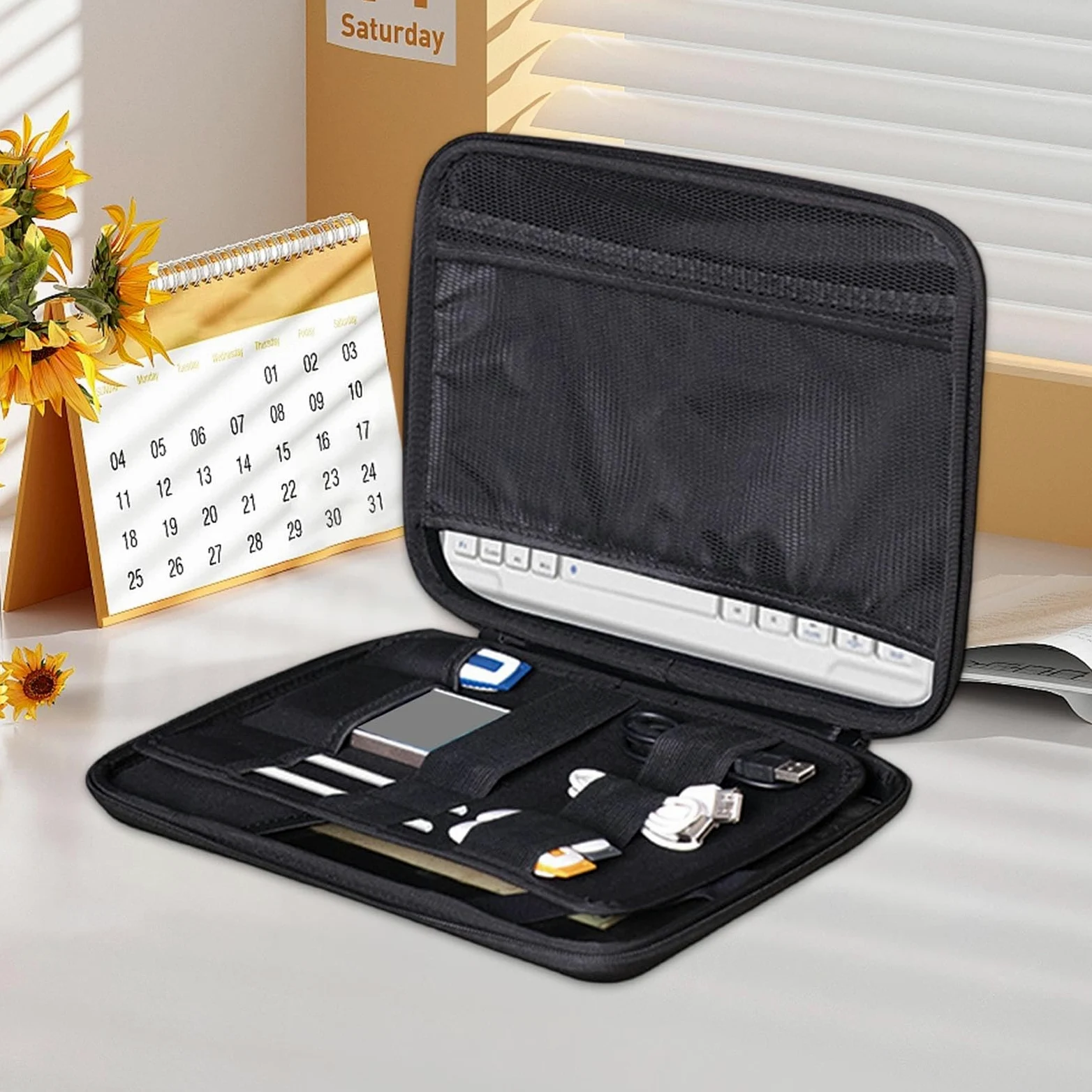 Organizer Laptop Borsa Custodia Rigida Impermeabile Compartimenti Organizer Maniglia Tracolla Regolabile Adatta per Affari Studenti Trasporto Ufficio, for 14inch Pads