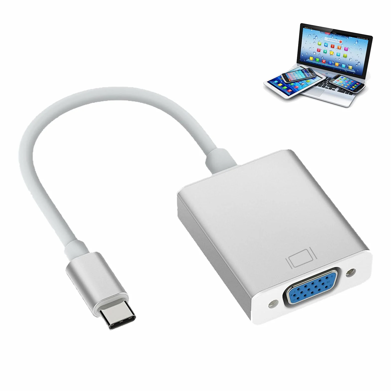 Adattatore USB C a VGA Maschio Femmina Compatibile Thunderbolt 3 per MacBook Pro iPad Pro Samsung Galaxy S23