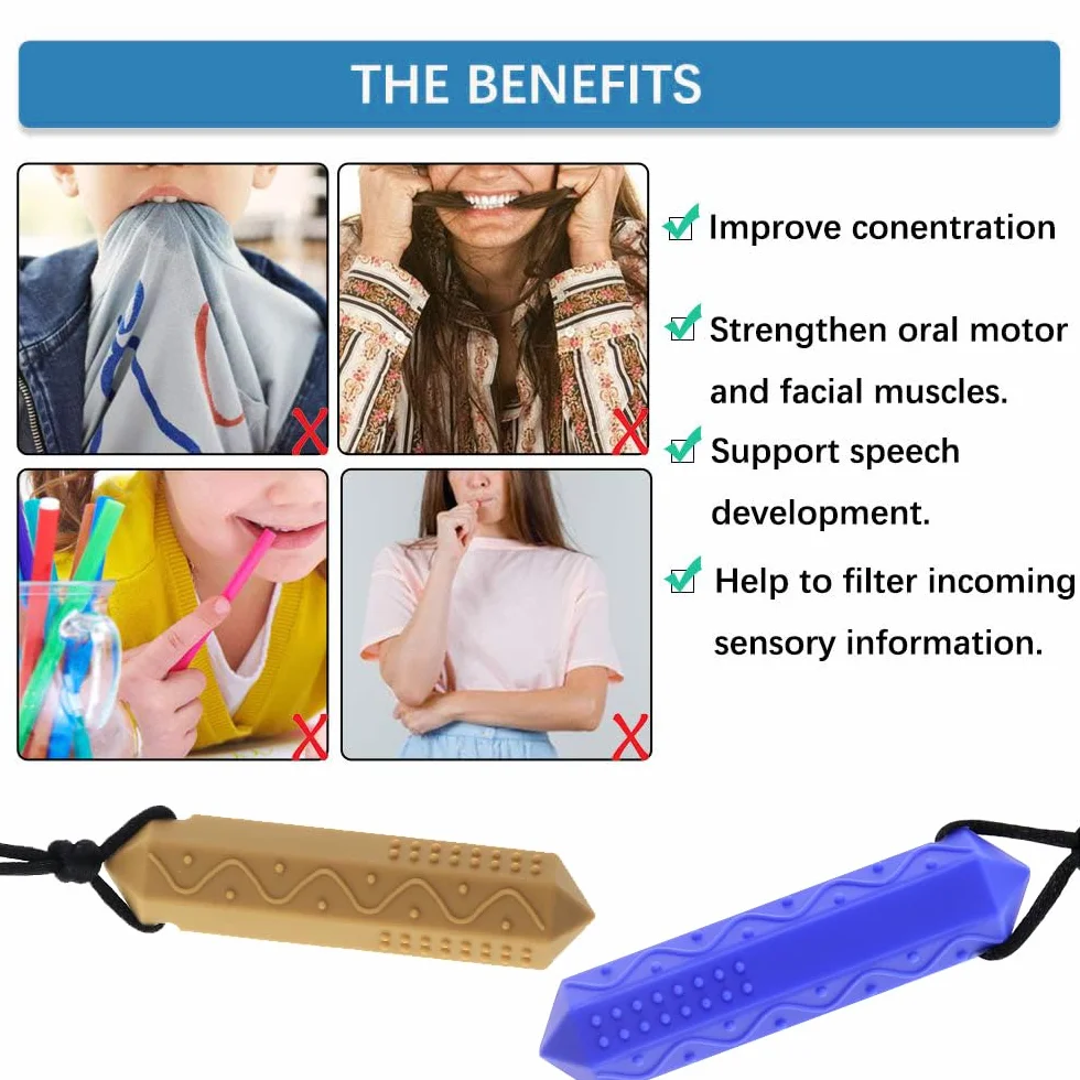 Collana da masticare in silicone per bambini autisti – Antistress ADHD, concentrazione e calma