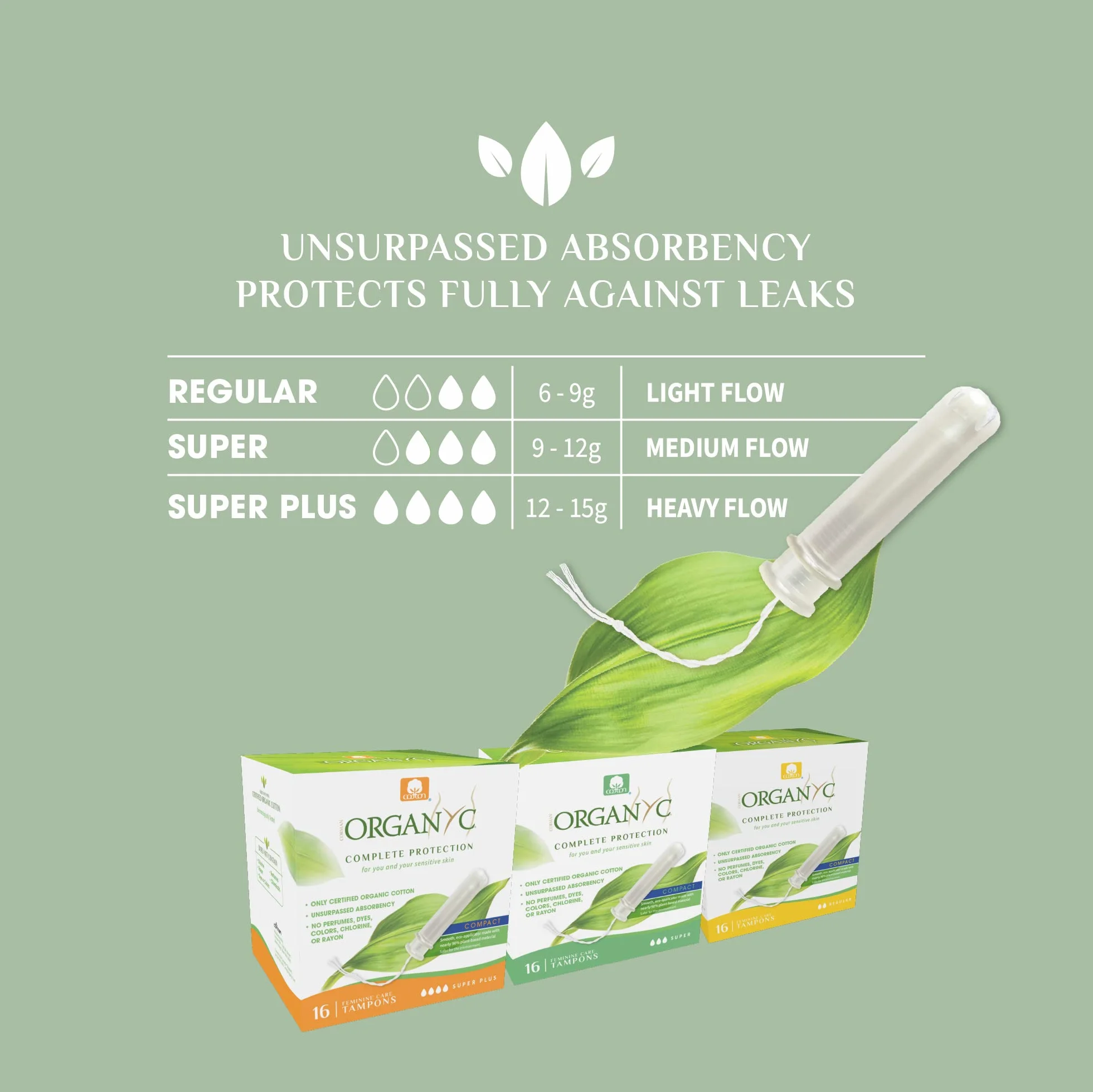 Organyc Tamponi in Cotone Biologico Certificato con Eco-Applicatore Super 16 Pezzi