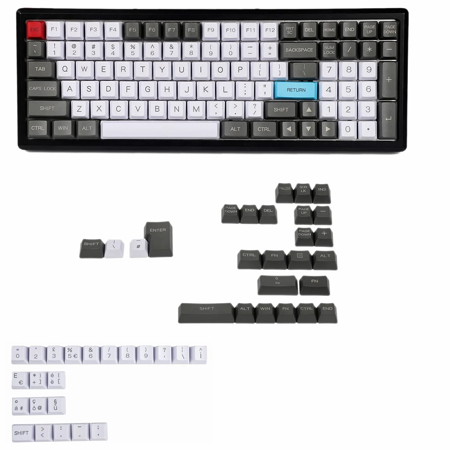 Laser Incisione UK Italiano Spagna Tedesco ISO Profilo OEM Tasto PBT Spesso per Tastiera Meccanica MX YMDK96 KBD75 104 87 61 (Italiano ISO Personalizzato)