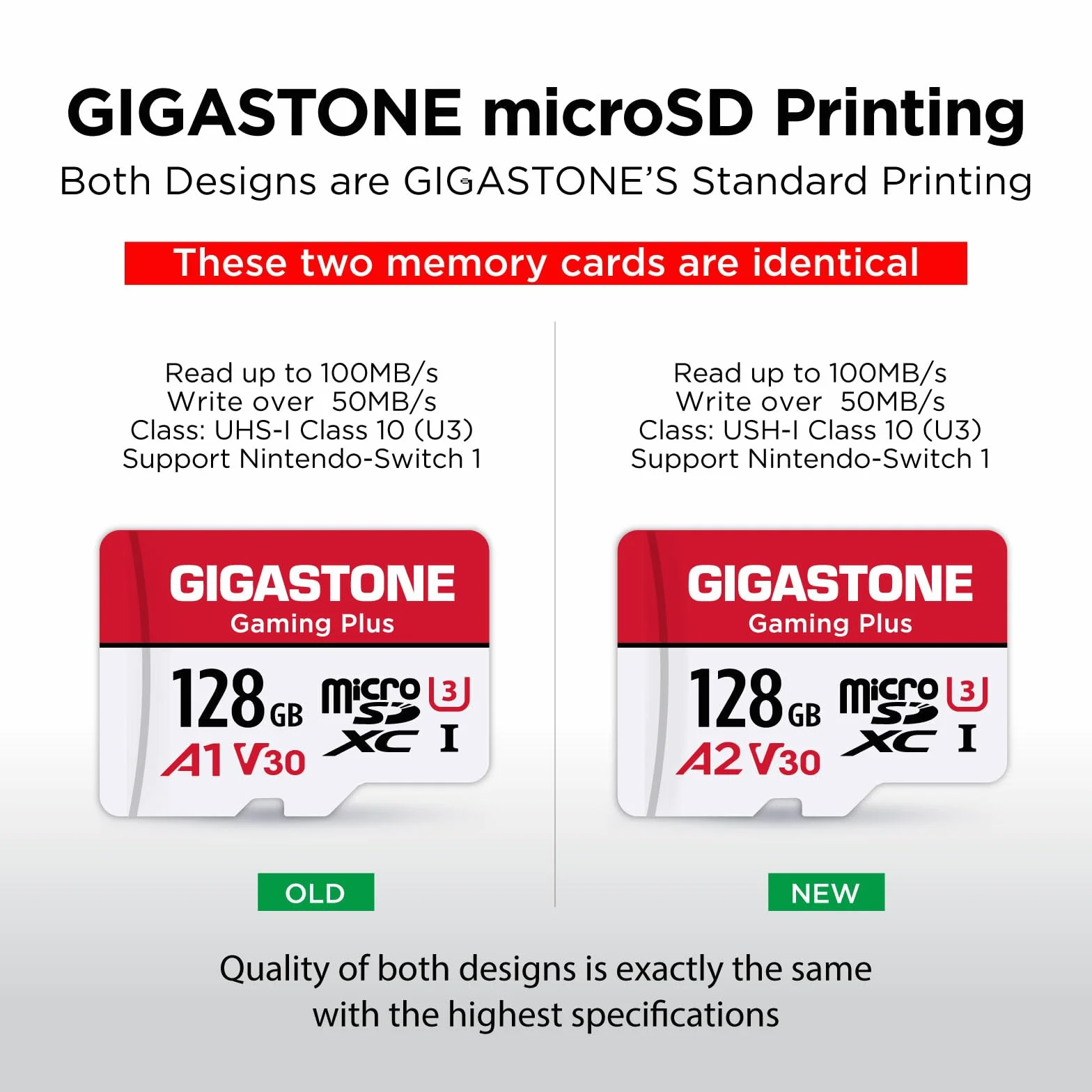 Gigastone, scheda di memoria Micro SD da 128 GB, Gaming Plus, scheda di memoria MicroSDXC per Nintendo Switch, Wyze, GoPro, Dash Cam, telecamera di sicurezza, registrazione video 4K, UHS-I A1 U3 V30