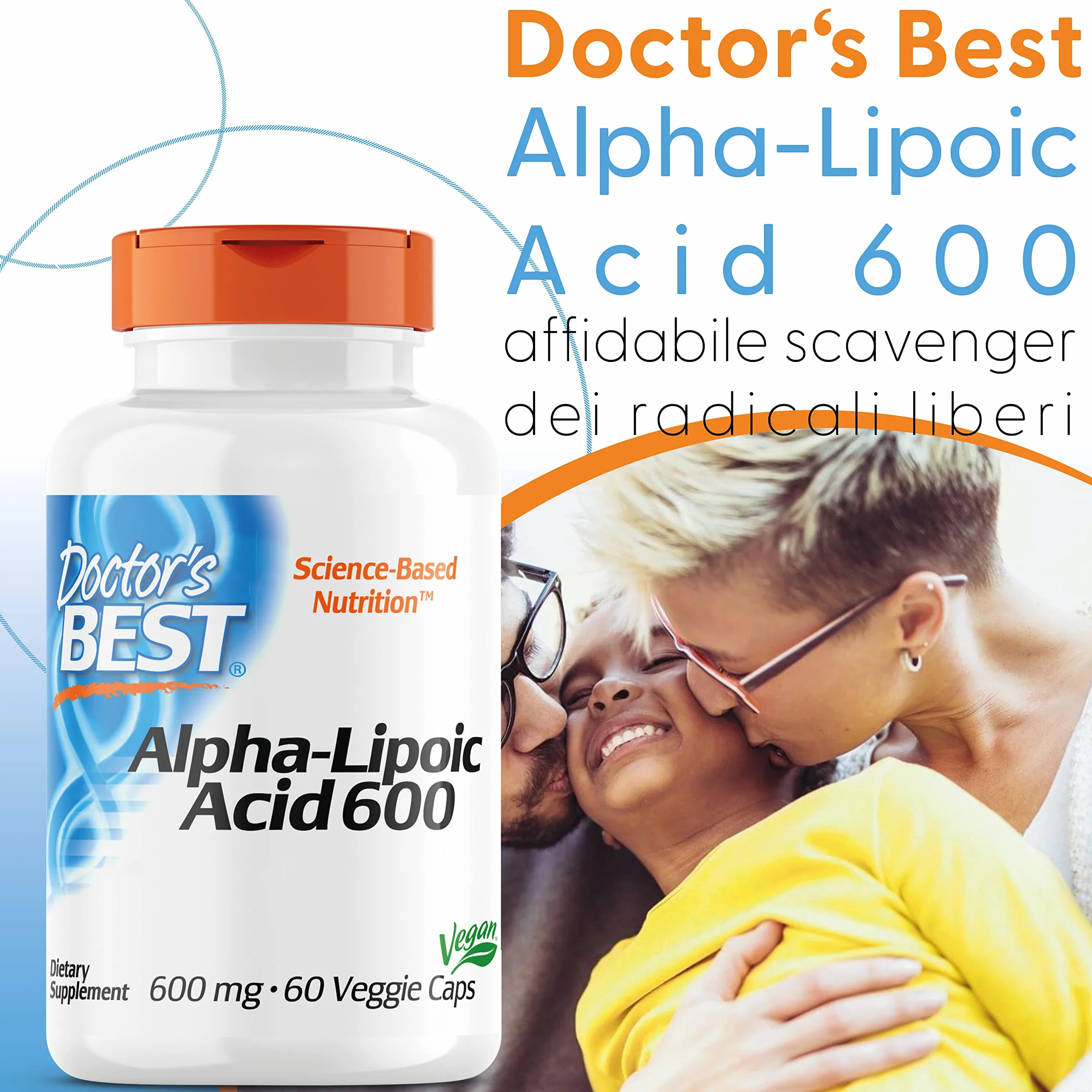 Doctor's Best Alpha-Lipoic Acid 600mg Depot 60 Capsule vegan non OGM Senza Glutine