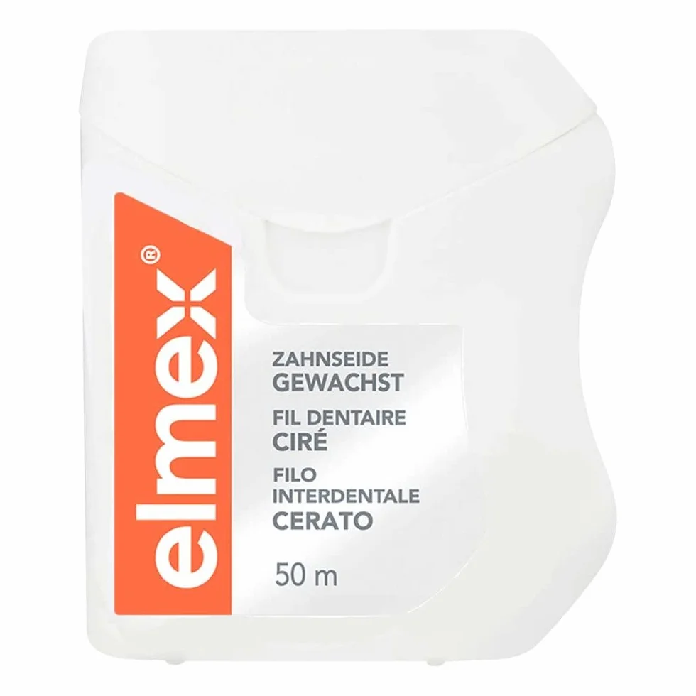 Elmex Filo Interdentale Cerato con Fluoro Amminico, Gusto Menta Fresca, 50 Metri