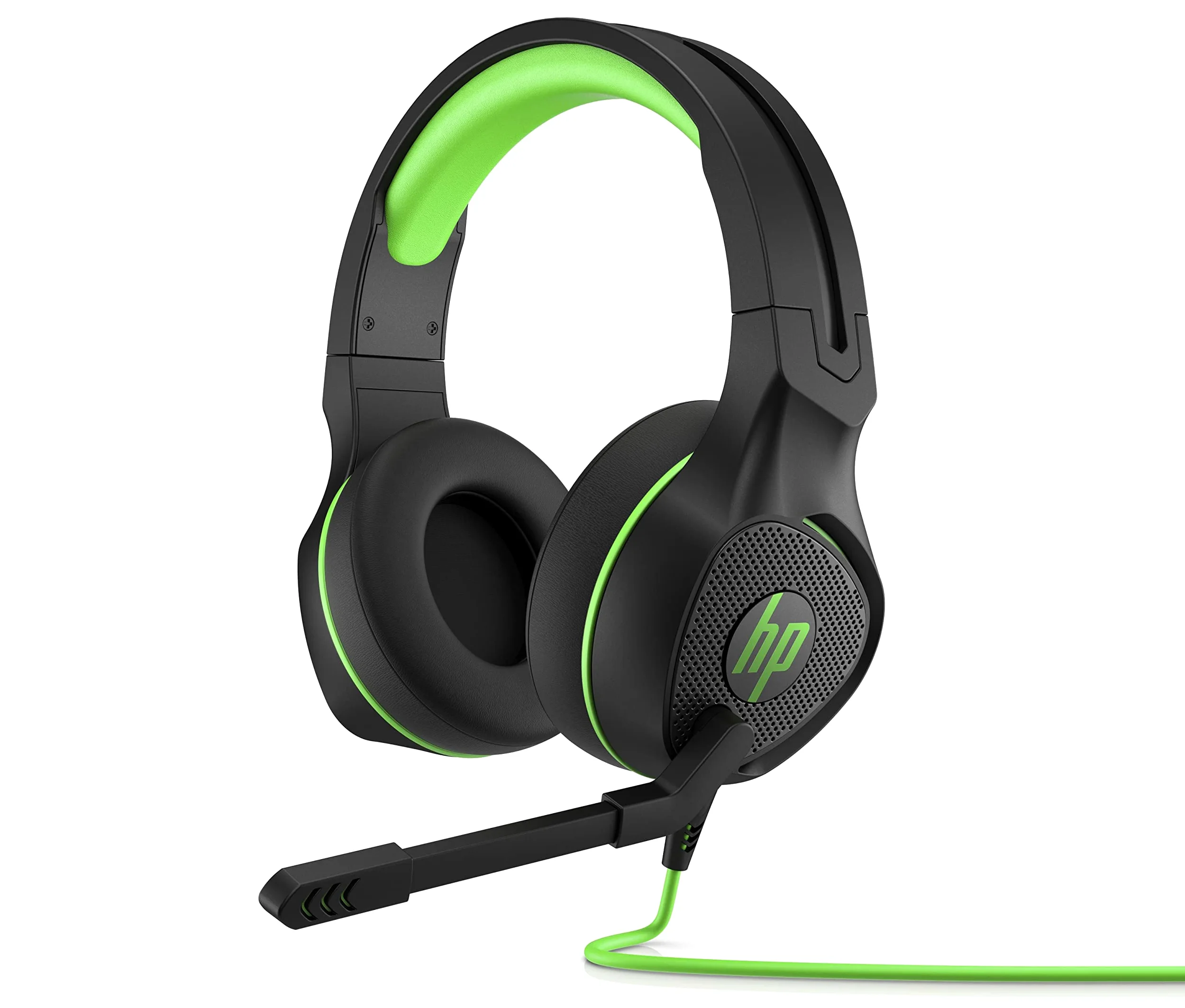 HP 400 Pavilion Gaming Cuffie, Comandi Integrati nel Cavo, Microfono Ripiegabile, Imbottitura in Finta Pelle Morbida su Auricolari e Base, Compatibile con PlayStation e Xbox, Nero/Verde