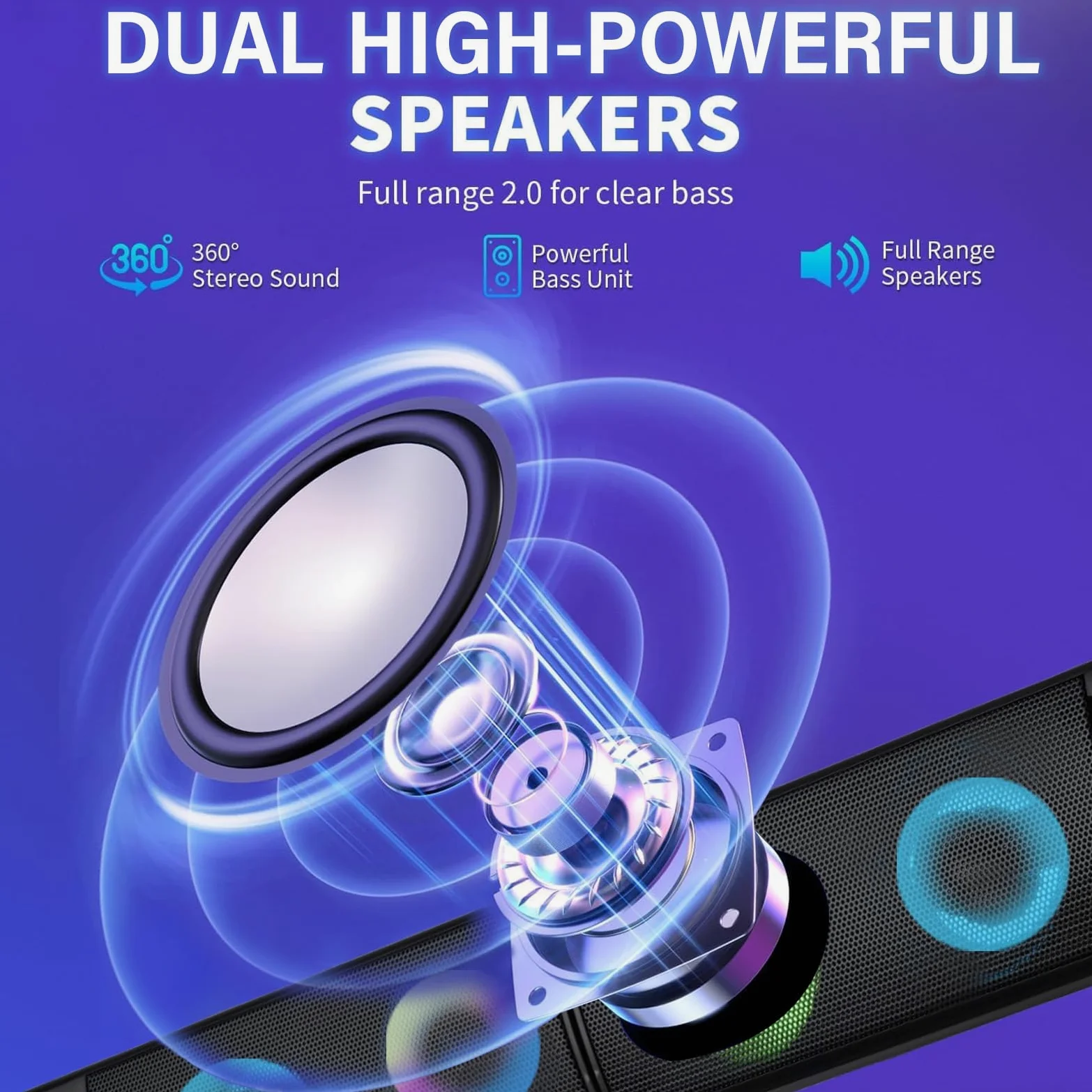Altoparlanti per computer cablati progettati per dispositivi desktop USB Plug-and-Play suono chiaro con illuminazione RGB Caratteristiche manopola del volume Altoparlanti da gioco ideali per