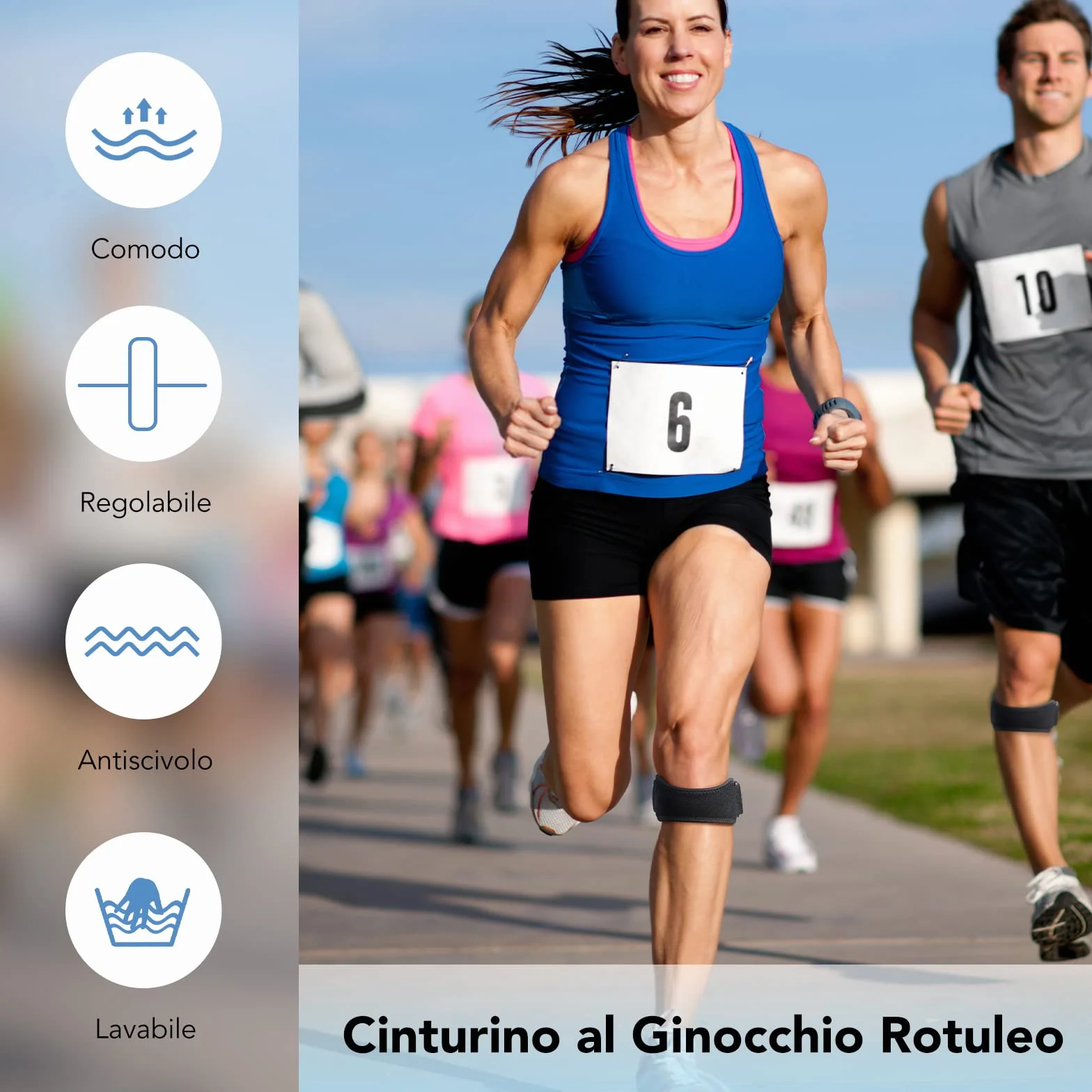 AGPTEK Cinturino Ortopedico Sottorotuleo Ginocchiera Regolabile per Tendinite Rotulea con Gel Silice