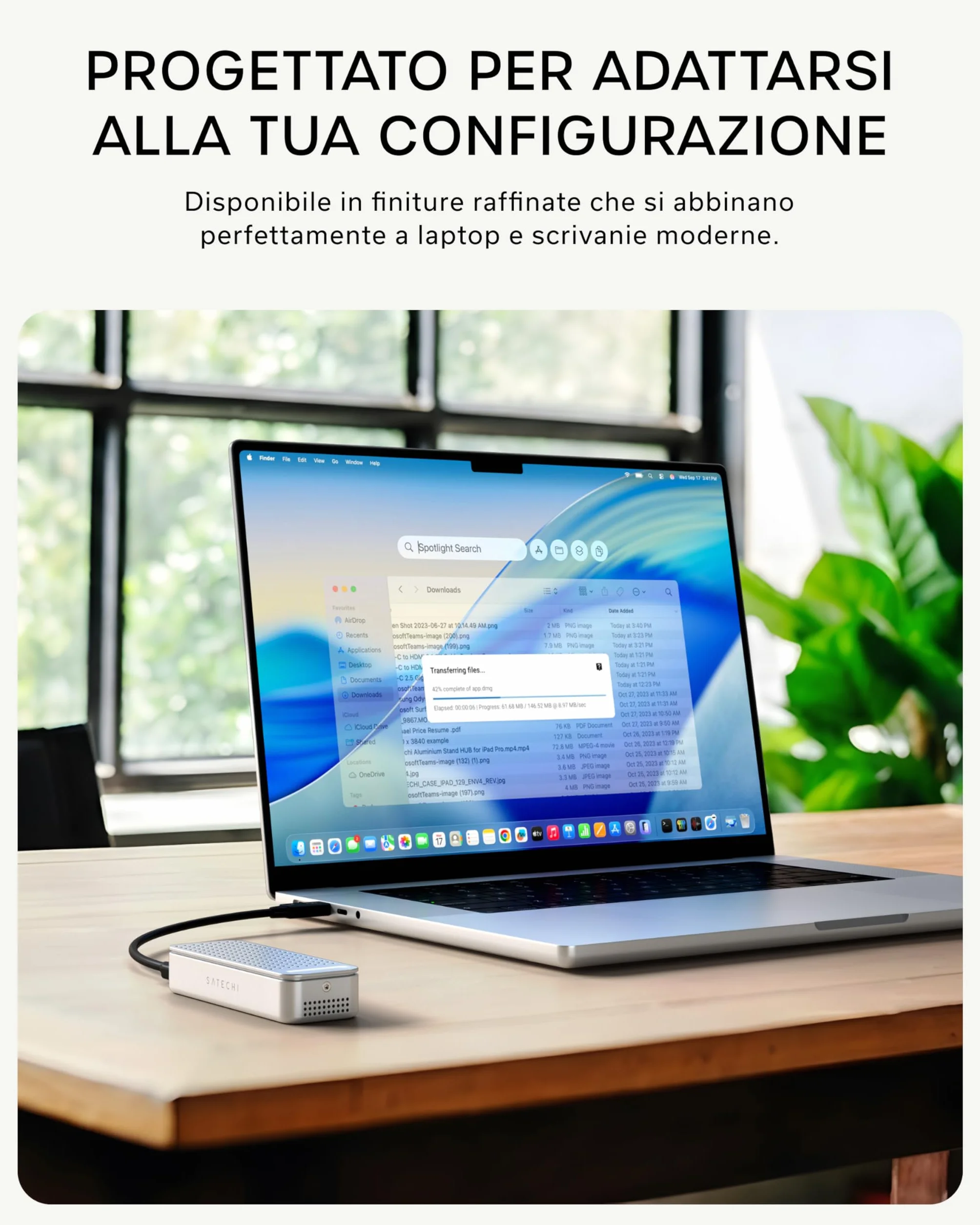 SATECHI DotDisk™ Case SSD M.2 NVMe 80Gbps, USB4 V2 in Alluminio con Raffreddamento Attivo, Trasferimento Ultra Rapido per Thunderbolt 5 e USB4 – Argento