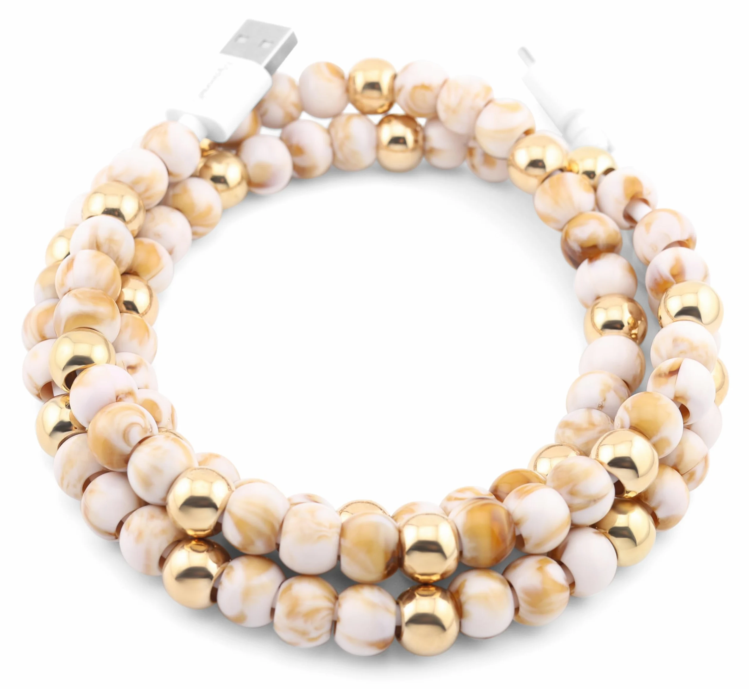 Elegante cavo di ricarica per telefono con perline colorate cavo di ricarica USB per smartphone (USB C a USB C, marmo e oro, 2 m)