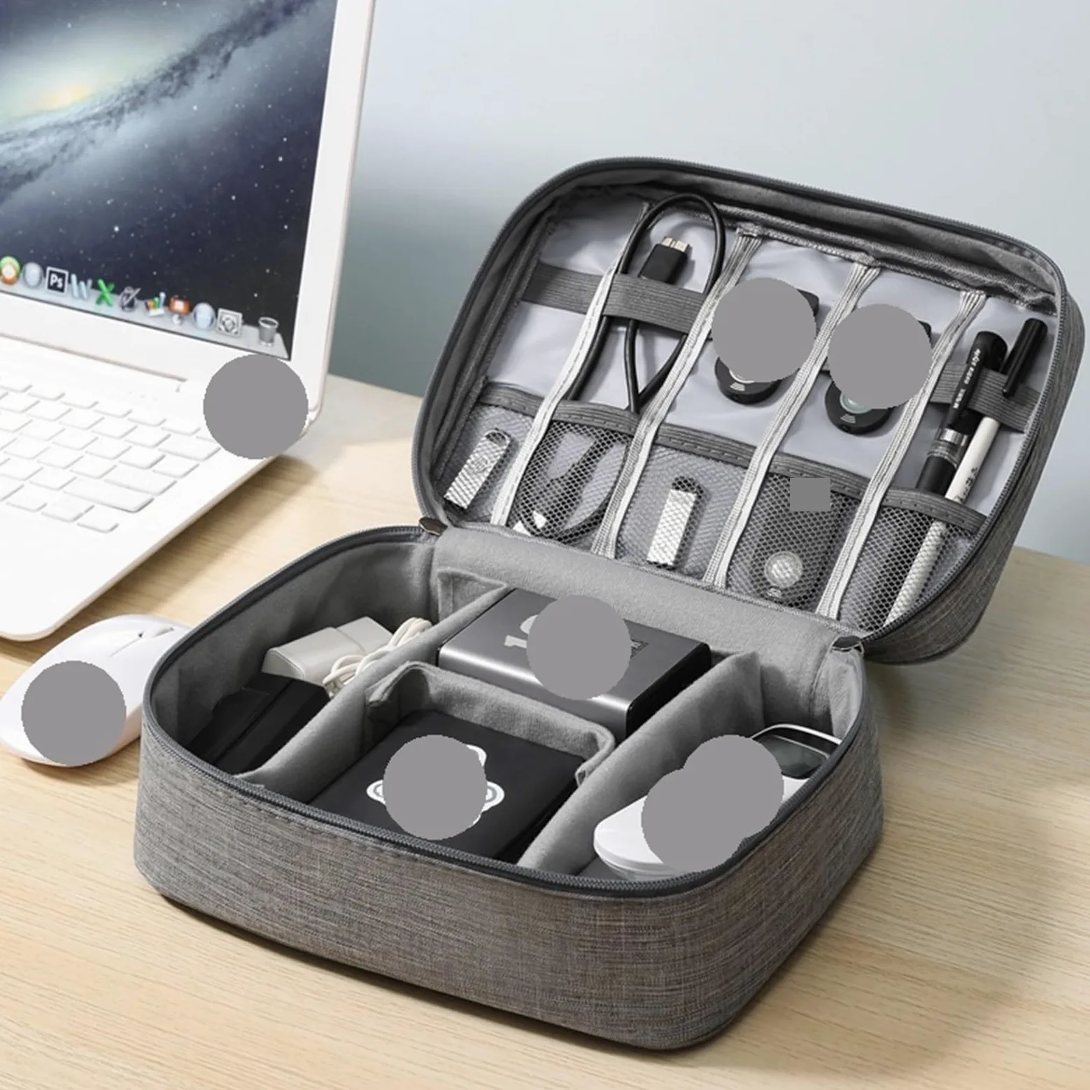 Borsa Organizer Per Cavi Borsa da viaggio elettronica digitale Custodia multifunzione for auricolari Cavo dati Caricabatterie for accessori Protezione disco rigido(Deep red)