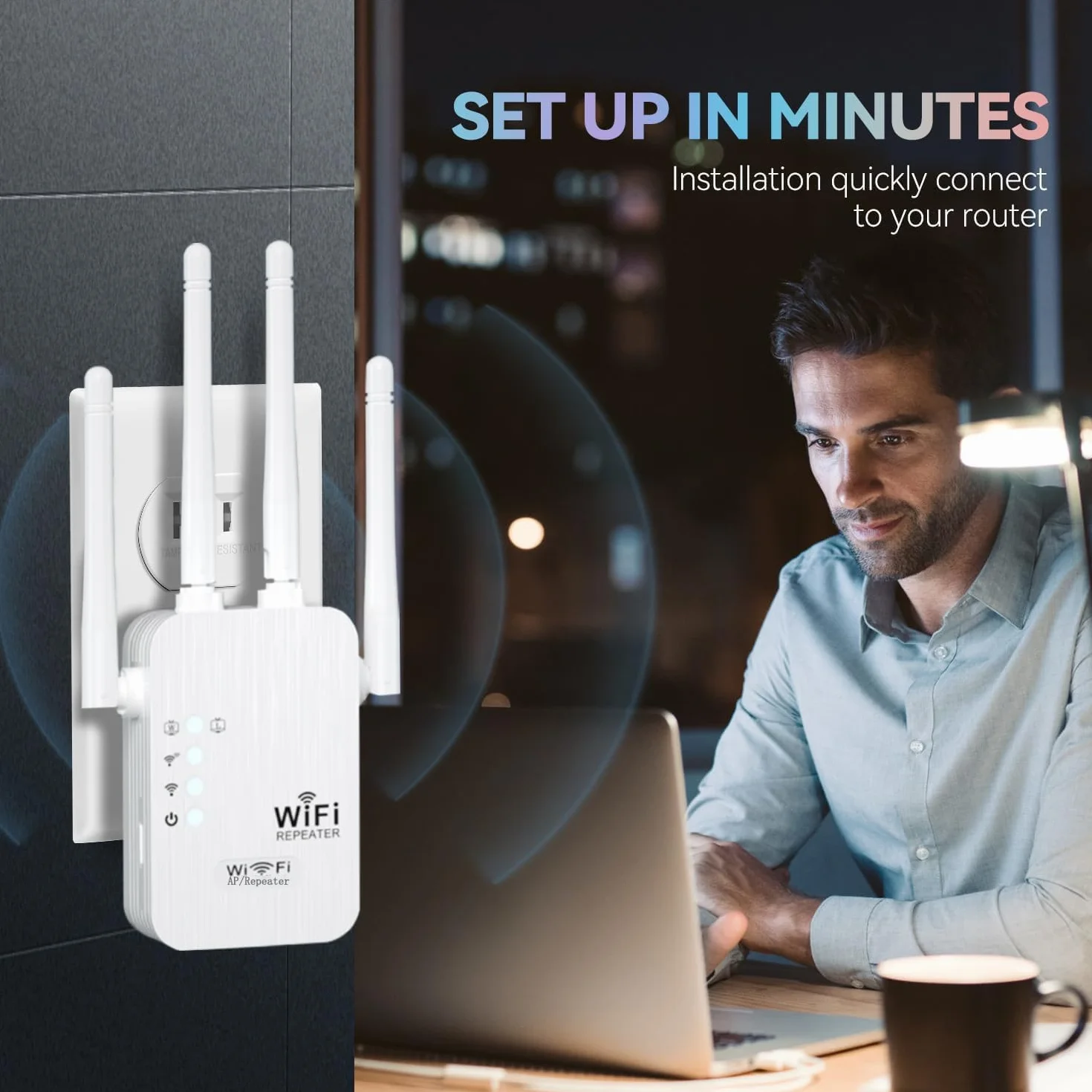 Ripetitore Wireless Wifi Extender e Access Point, 1200Mbps WiFi Potente per Casa Dual Band (2.4GHz/5GHz), Estensore Amplificatore di Segnale Wifi, Porta LAN, Compatibile con Tutti i Modem Router