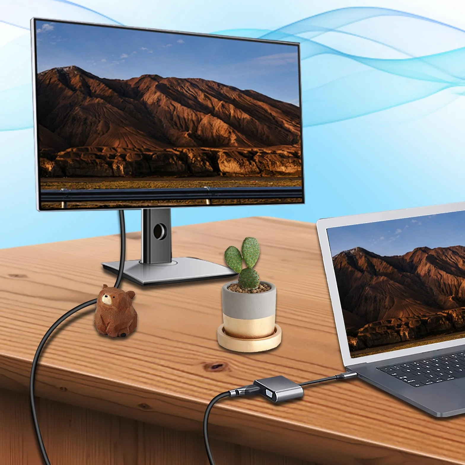 Adattatore VGA da USB C a HDMI, hub 2 in 1, Plug & Play|Nessun driver necessario, compatibile con MacBook/Dex/Switch/Yoga/Laptop/Tablet, Convertitore USB-C a HDMI e VGA (grigio)