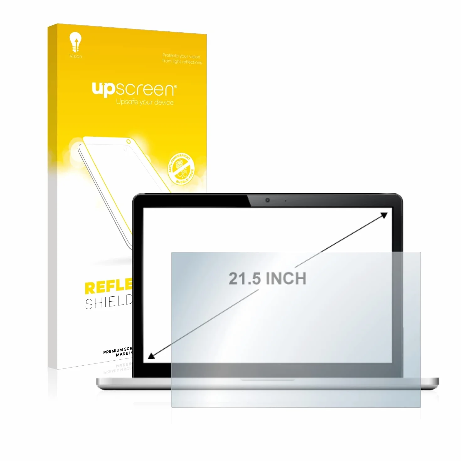 upscreen 21.5" Pellicola Protettiva Opaca per Monitor industriali con 54.6 cm (21.5 pollici) [477 mm x 268 mm, 16:9] –, Anti-Impronte