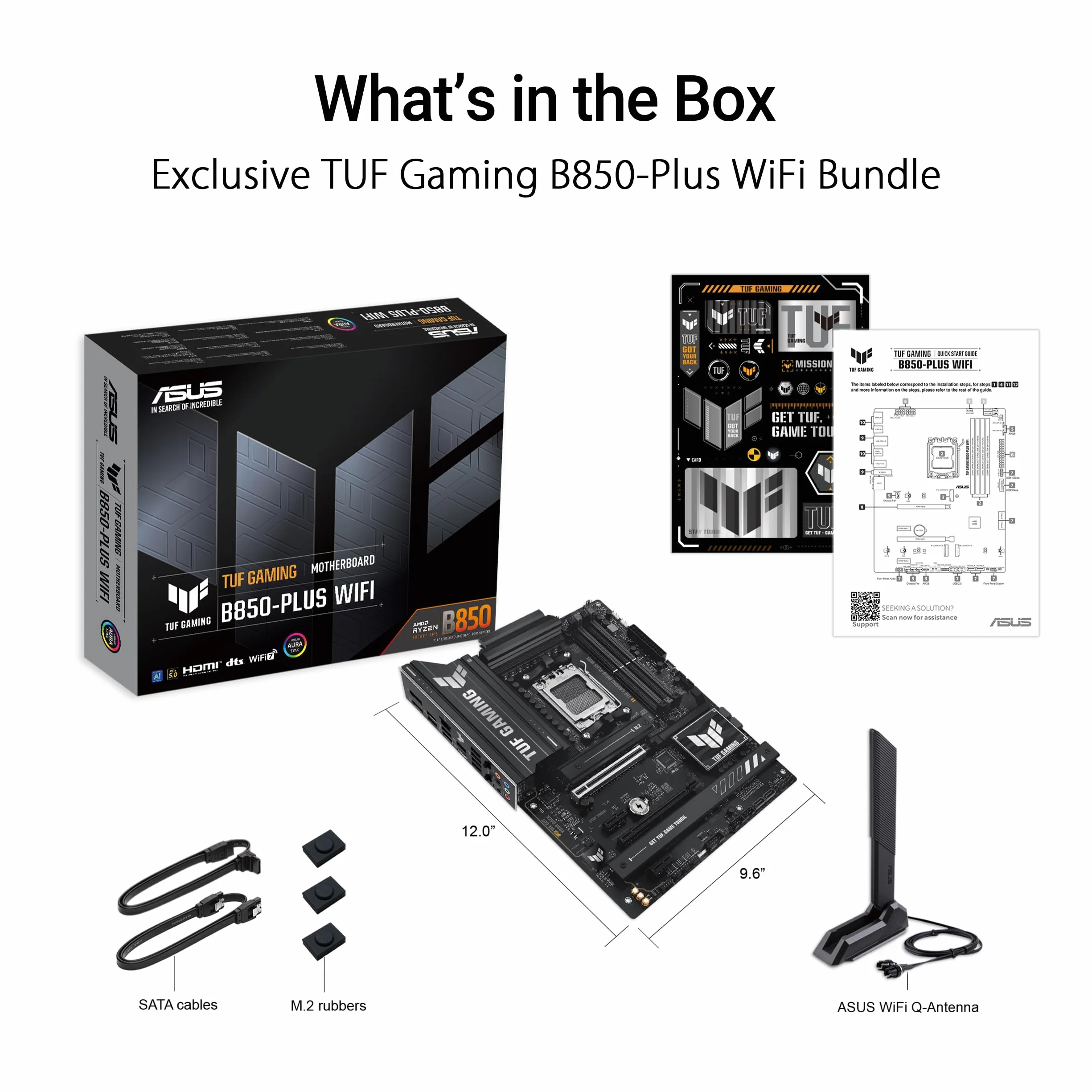 ASUS TUF Gaming B850-Plus WiFi, Scheda Madre AMD ATX, 14+2+1 Fasi Alimentazione, Slot DDR5, PCIe 5.0, 3 slot M.2, WiFi 7, Ethernet Realtek 2,5 GB, USB-C da 20 Gbps, BIOS Flashback e Aura Sync