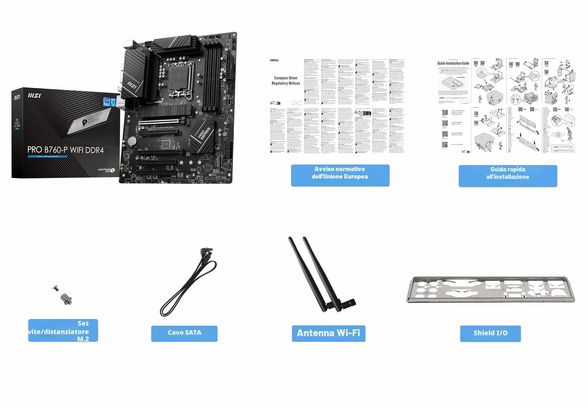 MSI PRO B760-P WIFI DDR4 Scheda Madre ATX - Supporta Intel 12° & 13° Gen, LGA 1700 - DDR4 Memory Boost 5333+MHz/OC, PCIe 4.0 x16 Slots, M.2 Gen4 Slots, 2.5G LAN, Wi-Fi 6E