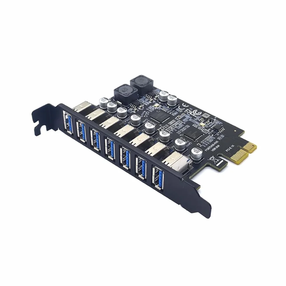 Scheda adattatore controller frontale USB 3.2 a 7 porte, scheda di espansione PCI-E Express a 7 porte, scheda USB interna PCIe collega 7 dispositivi avanzati per Windows