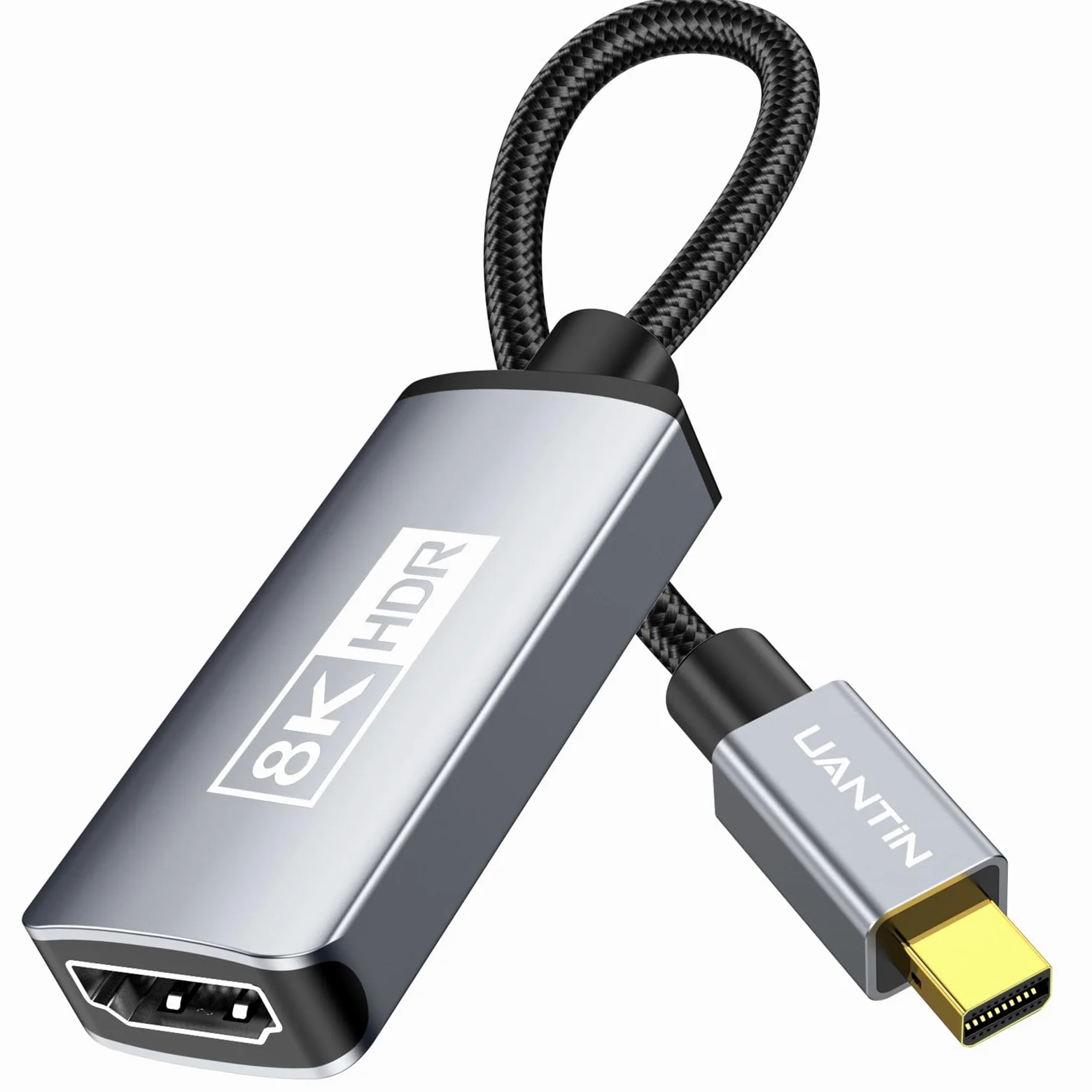 UANTIN Adattatore da mini DisplayPort a HDMI 8K 4K 120Hz/8K 60Hz, convertitore intrecciato ad alta velocità Thunderbolt 2 (DP) a HDMI, da maschio a femmina, mini porta display per MacBook Air/Pro, Mac