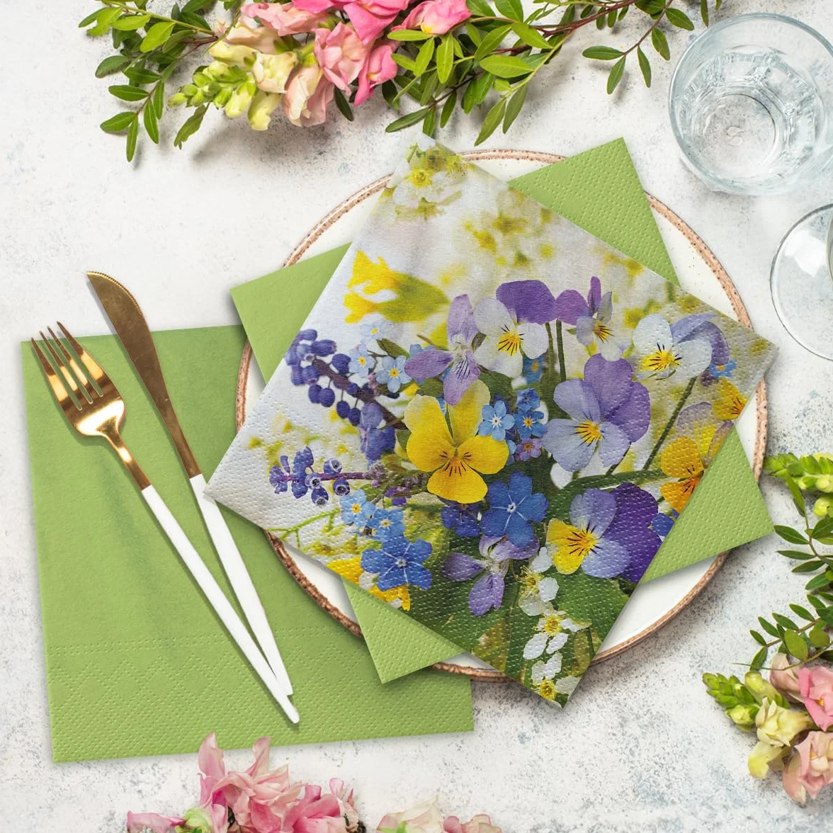 Tovaglioli di Carta Colorati 33x33 cm 20 Pezzi 3 Veli per Pasqua Feste Primavera