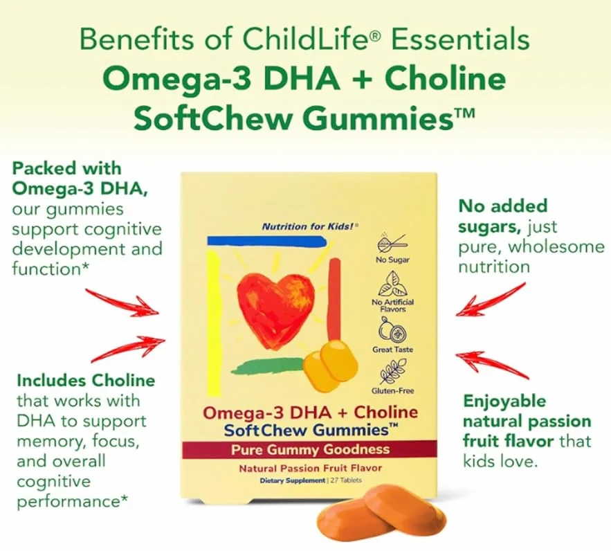 Omega 3 DHA Soft Chew Gummies gusto frutto della passione 27 compresse