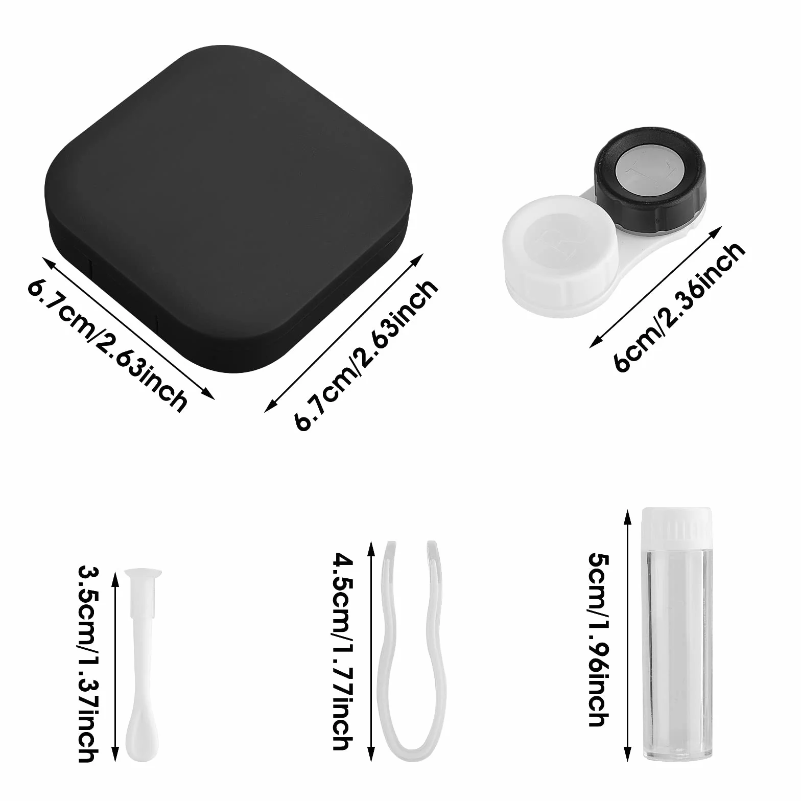 Sibba Custodia per lenti a contatto con specchio, mini contenitore portatile nero