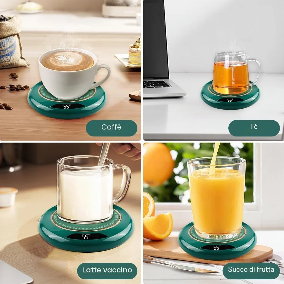 mizikuu Scalda Tazza da Caffè USB, Scalda Bevande Elettrico con 3 Livelli di Temperatura Scaldatazze Caffè con Spegnimento Automatico Sottobicchiere a Temperatura Costante Scaldabagno Intelligente