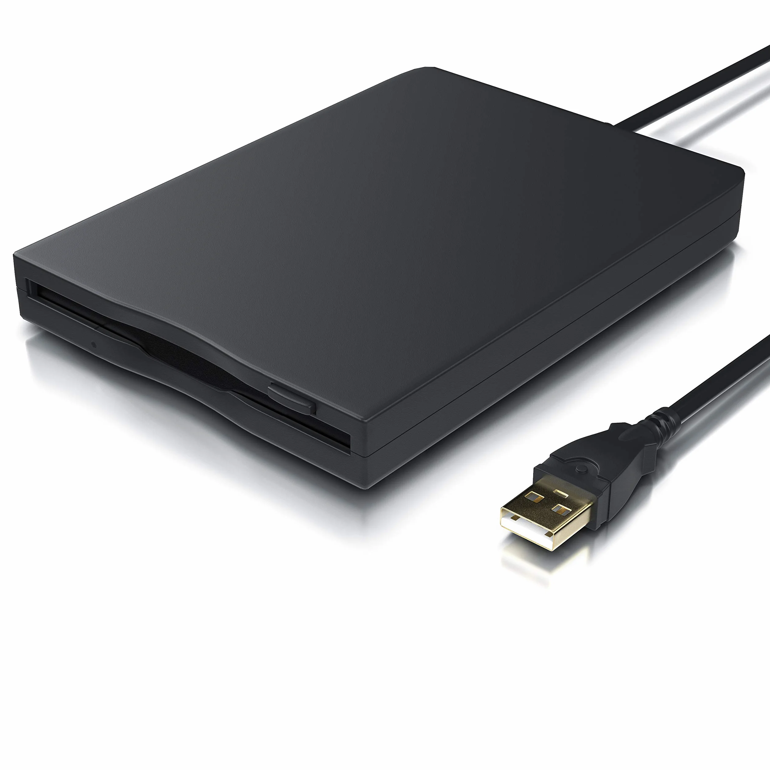 CSL - Lettore Floppy Esterno USB FDD 1,44MB 3,5 Pollice - PC e Mac - Slimline Floppy Disk Drive Esterna - Portatile - Plug e Play - Nero - Compatibile con Windows 10