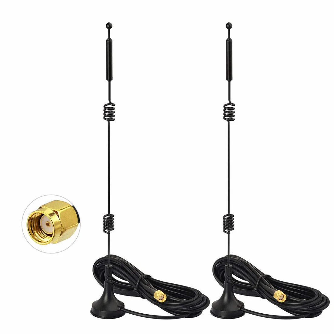 Bingfu Antenna WiFi 2,4GHz 5GHz Bibanda 9dBi MIMO Maschio RP-SMA Omnidirezionale con Base Magnetica Cavo Prolunga 3 m per Router WiFi Telecamera IP Sicurezza Schede Madre Adattatore USB, 2 pacchi