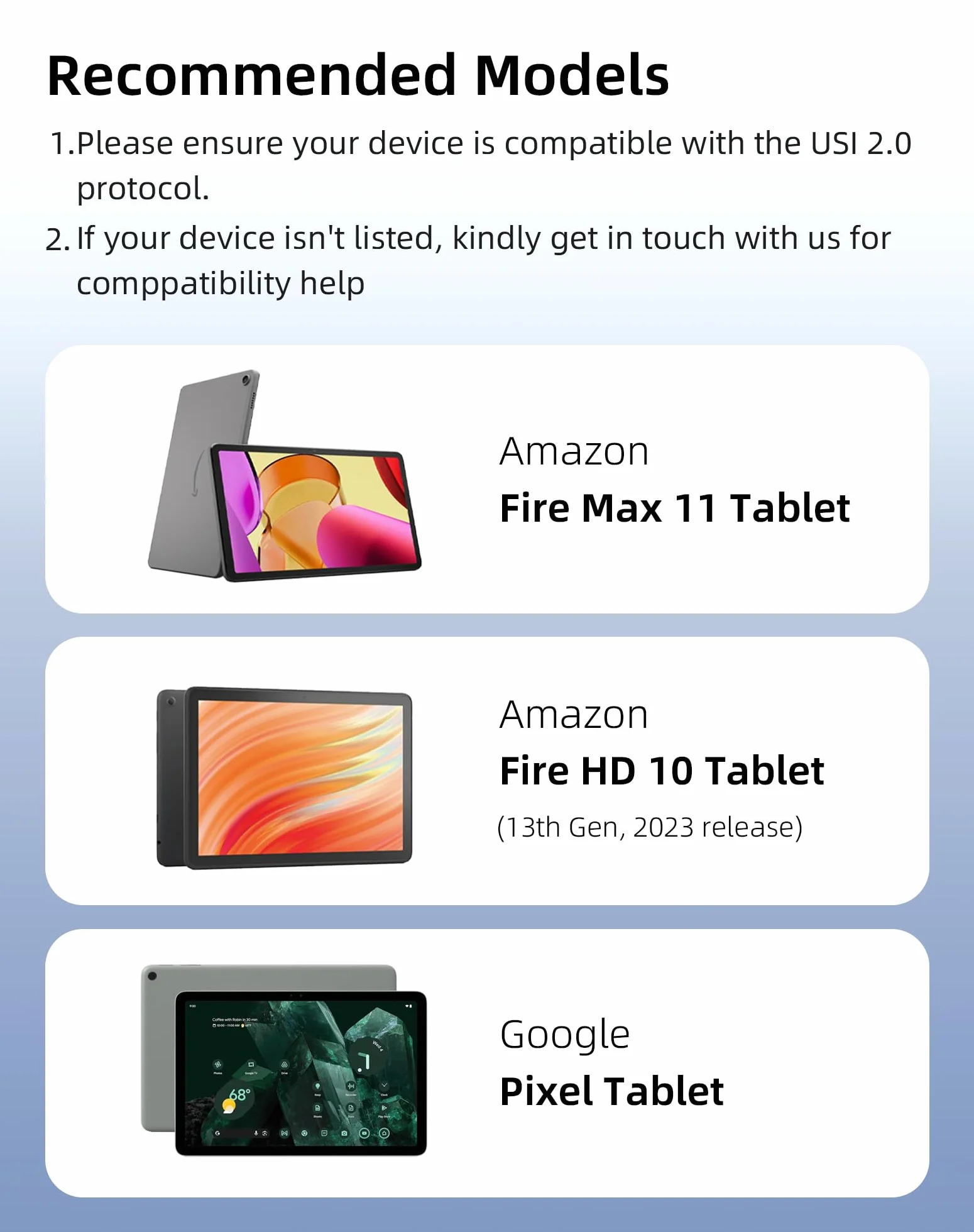 Metapen USI 2.0 Penna G1 Air Compatibile con Amazon Fire Max 11, Fire HD 10 (13th Gen, 2023 release), 4096 Pressione,180 Giorni di Durata della Batteria