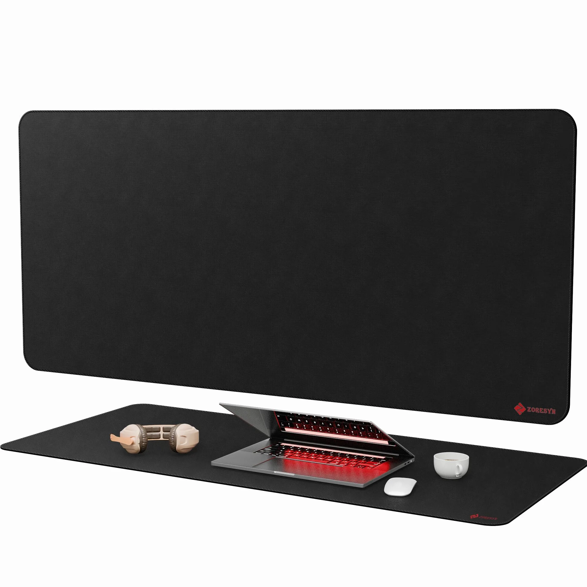 ZORESYN Grande tappetino per mouse, 100 x 50 cm, grande tappetino da scrivania con superficie in tessuto e cuciture resistenti, tappetino antiscivolo per tastiera del computer, protezione antiscivolo
