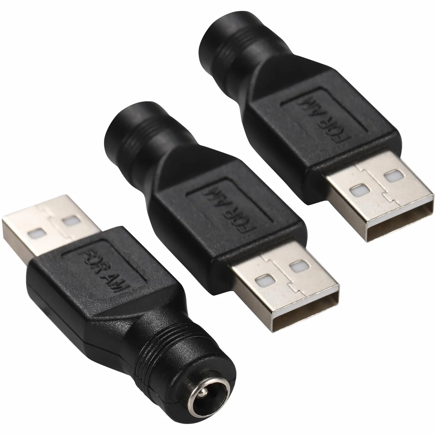 Greluma 3 Pz Adattatore di alimentazione da USB a DC, convertitore da USB 2.0 maschio a DC femmina 5V 5,5 mm x 2,1 mm