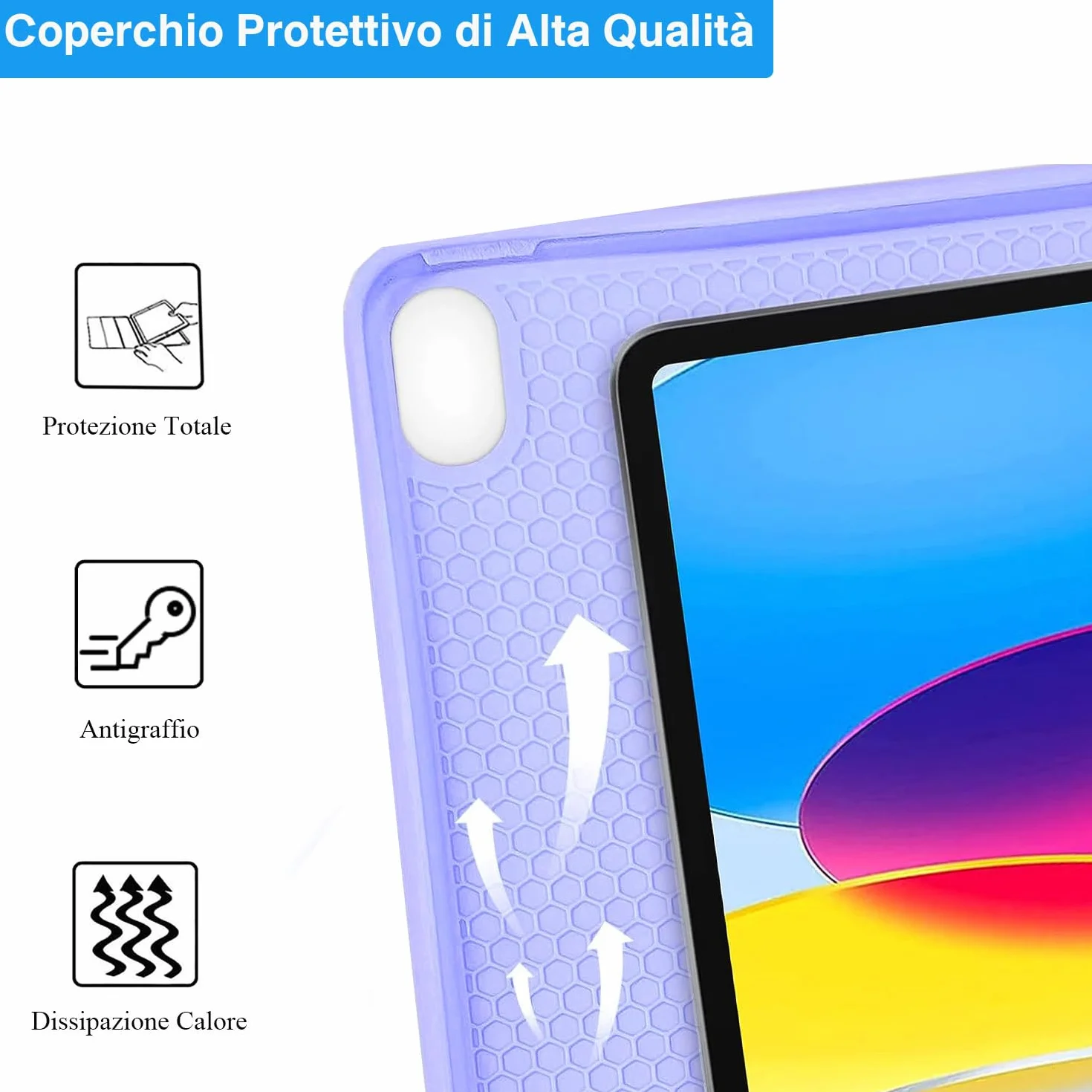 Tastiera Custodia per iPad 10 Generazione 10.9" 2022/11 Generazione (A16) 11" 2025, Italiano QWERTY Rimovibile Bluetooth Tastiera, Slim Custodia con Supporto Pencil per iPad 11a Gen, Porpora