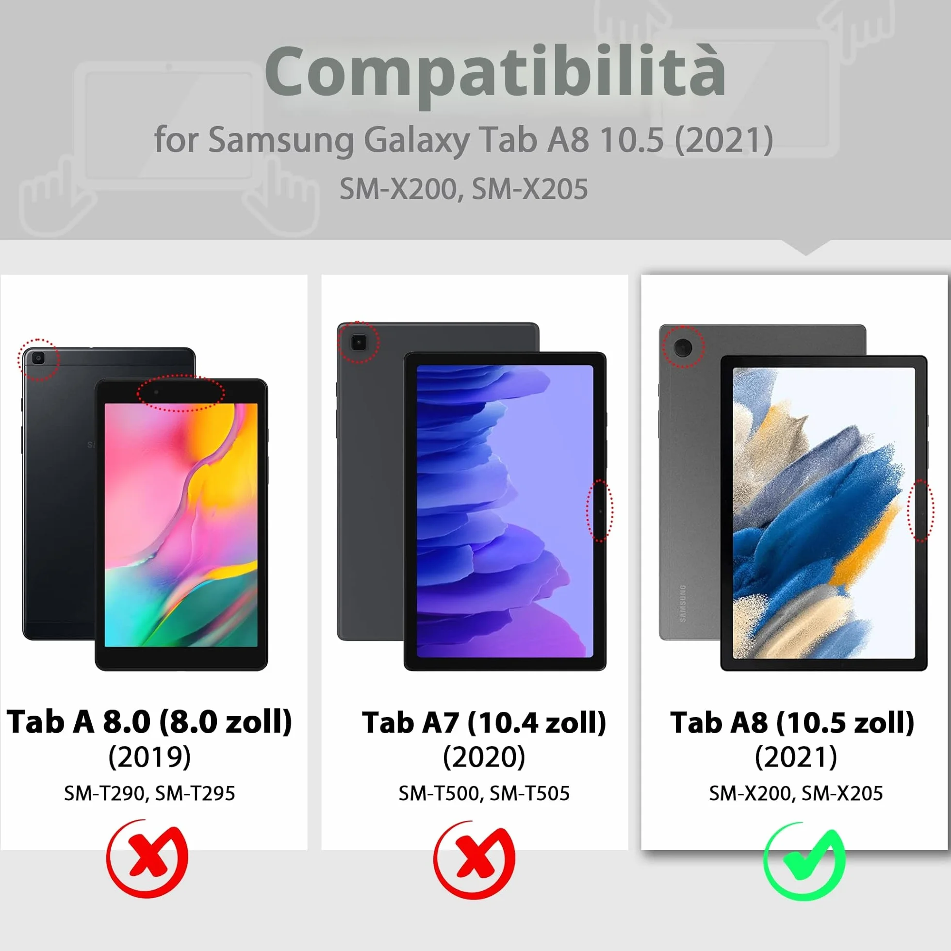 EasyAcc Custodia Samsung Galaxy Tab A8 10.5 Pollici 2021/2022 SM-X200 SM-X205, Ultra Sottile Smart Cover in Pelle , Nero