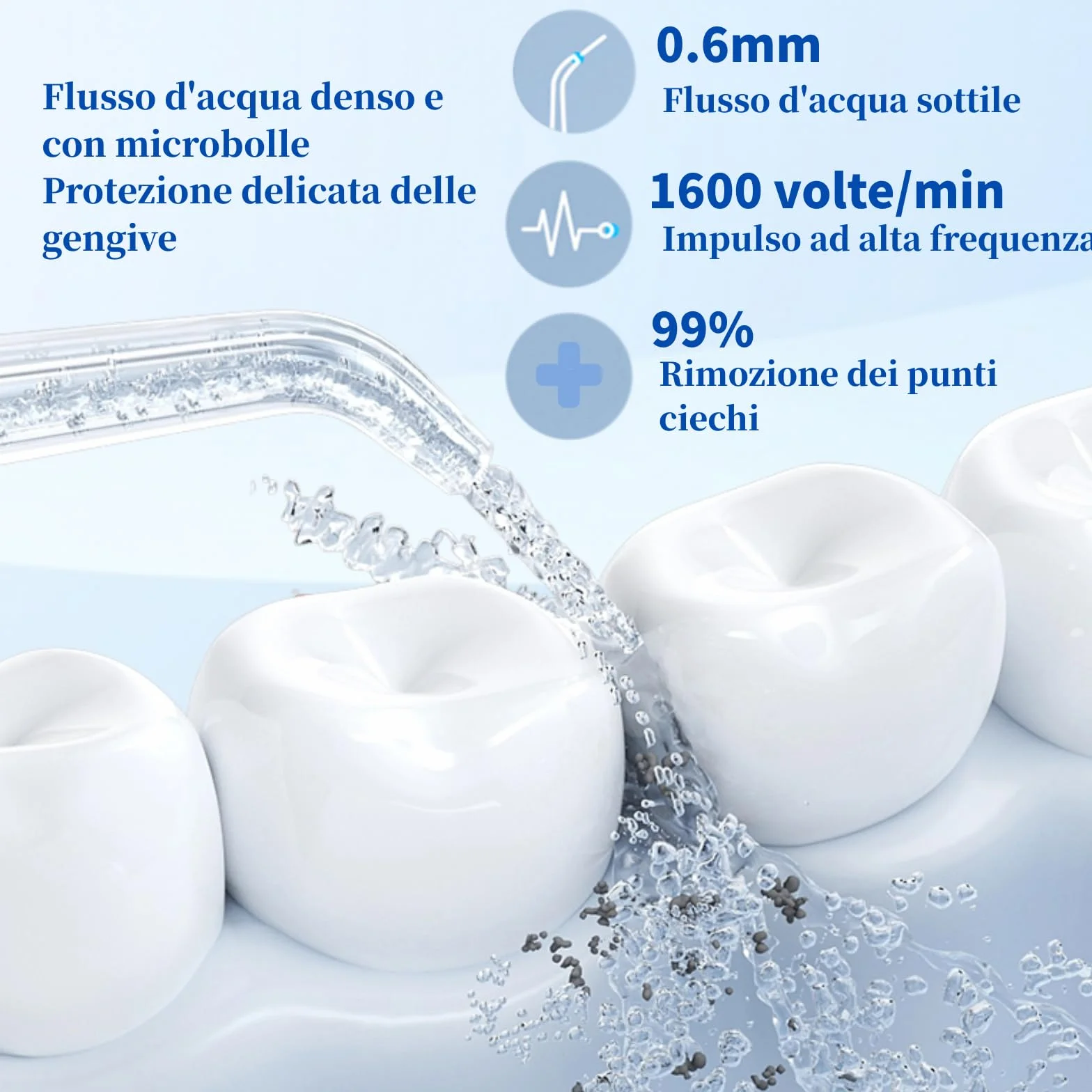 Irrigatore Orale Senza Fili, Idropulsore Dentale Portatile, Water Flosser, 4 Bocchette, Ricarica USB, Nero