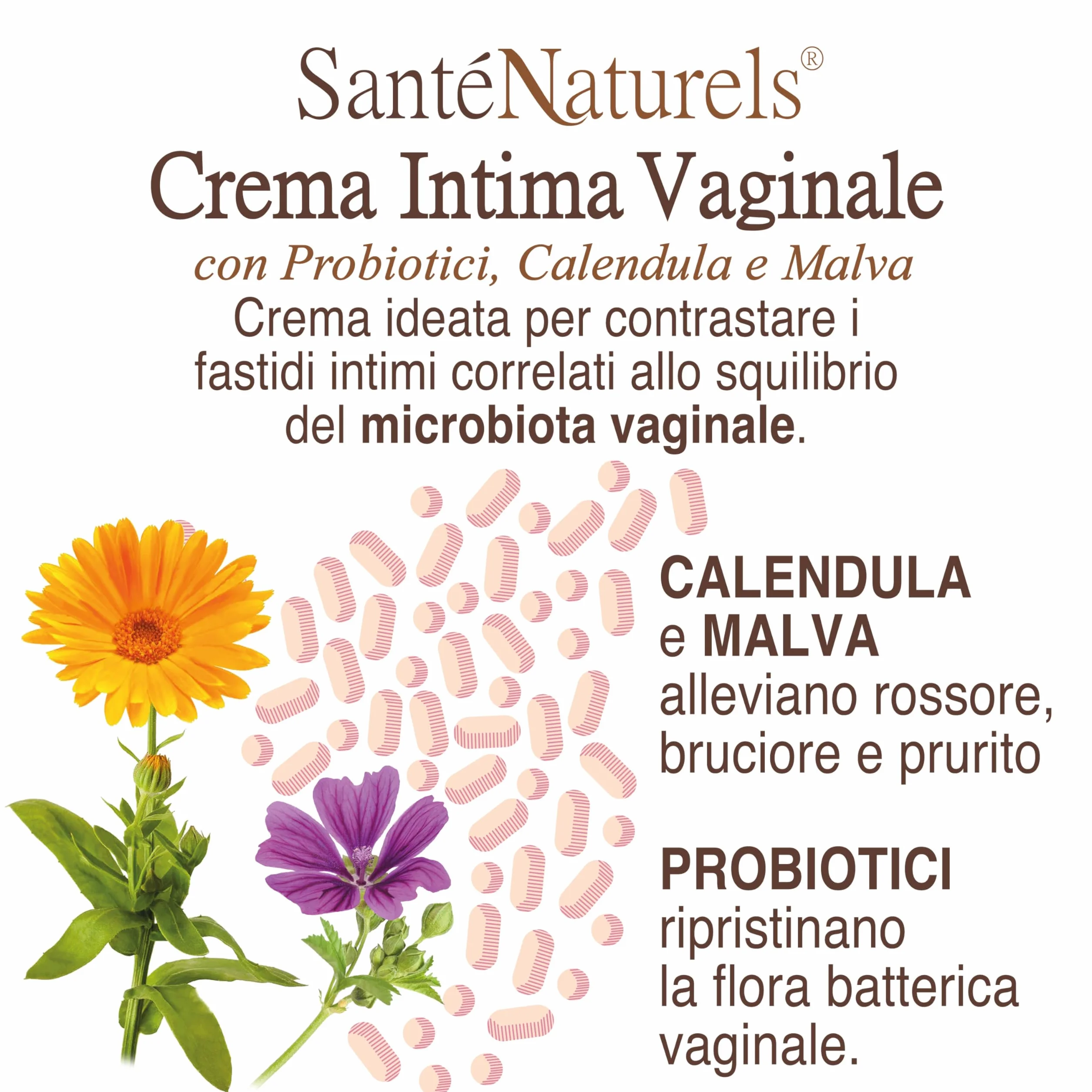 Crema Intima Vaginale 50 ml con Probiotici, Acido Ialuronico, Mannosio, Calendula, Malva