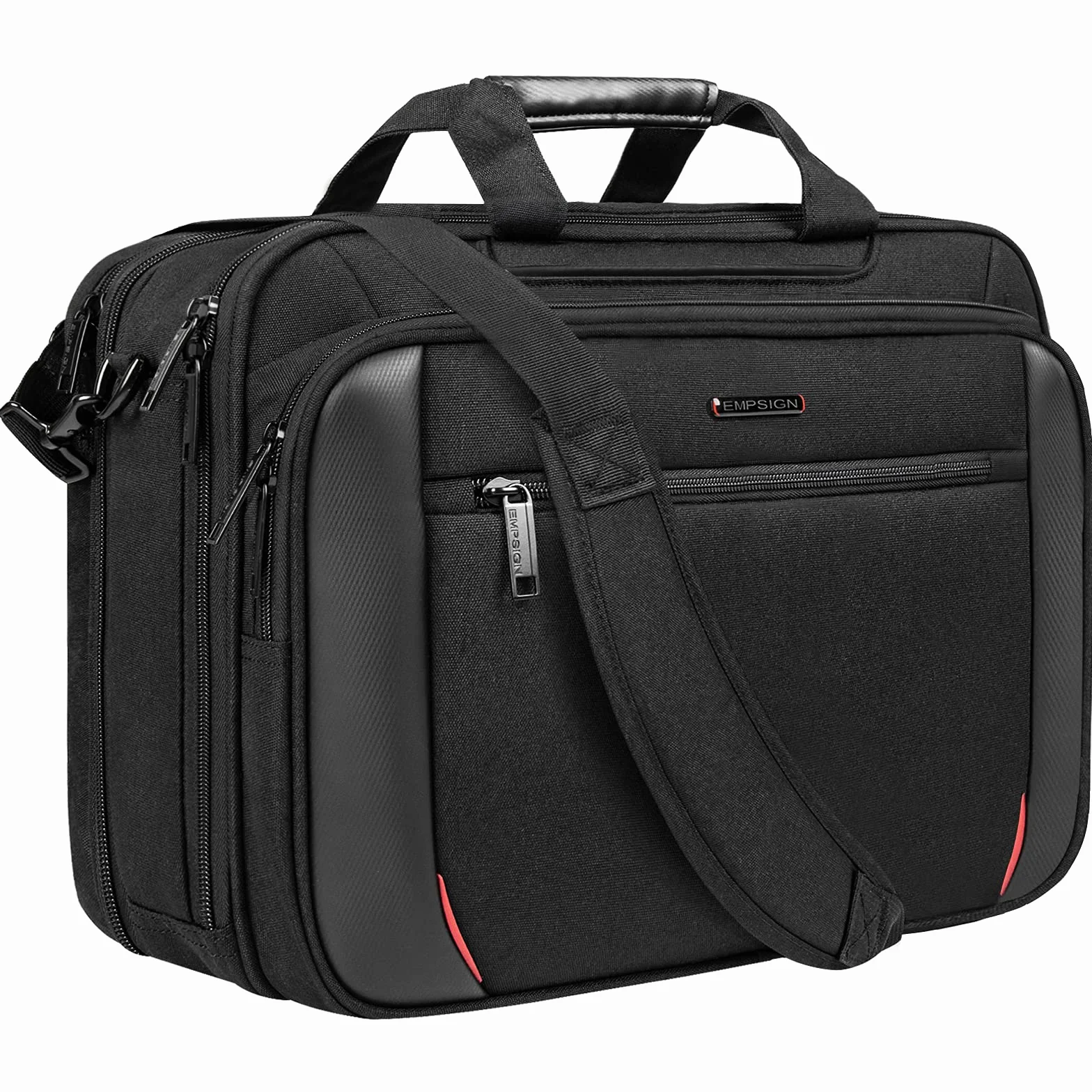 EMPSIGN Custodia per PC cartella, borsa porta PC 17,3 pollici espandibile a tracolla per uomo e donna idrorepellente, borsa a tracolla con protezione RFID in tela per lavoro e viaggio d’affari