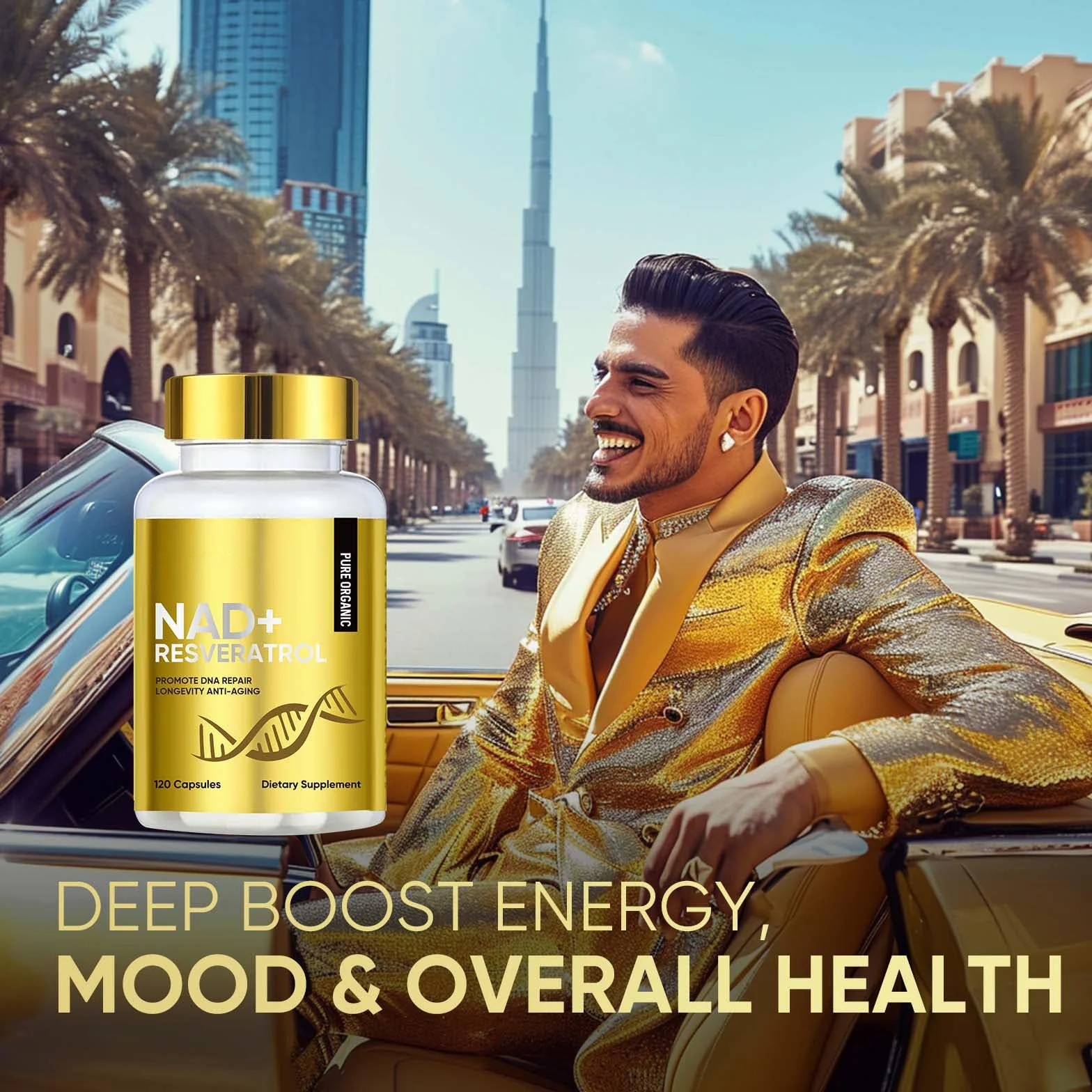 NAD+ 1500 mg & Resveratrolo 120 Capsule Anti-Età Anti-Invecchiamento Vegetariane