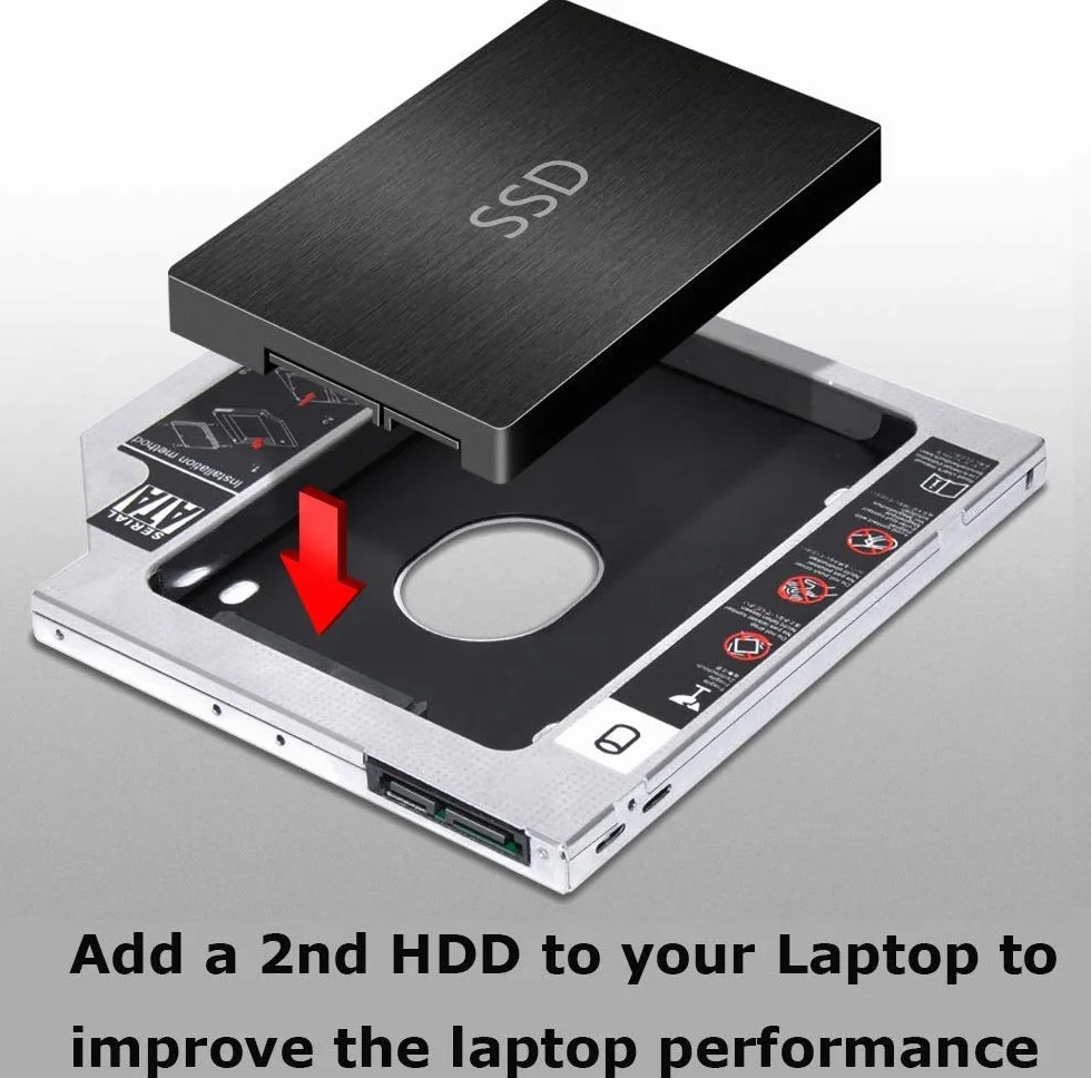 Padarsey - Vassoio adattatore universale per hard disk da 9,5 mm SATA a SATA, compatibile con Dell, HP, Lenovo ThinkPad ACER Gateway, ASUS Sony, Samsung, MSI Laptop