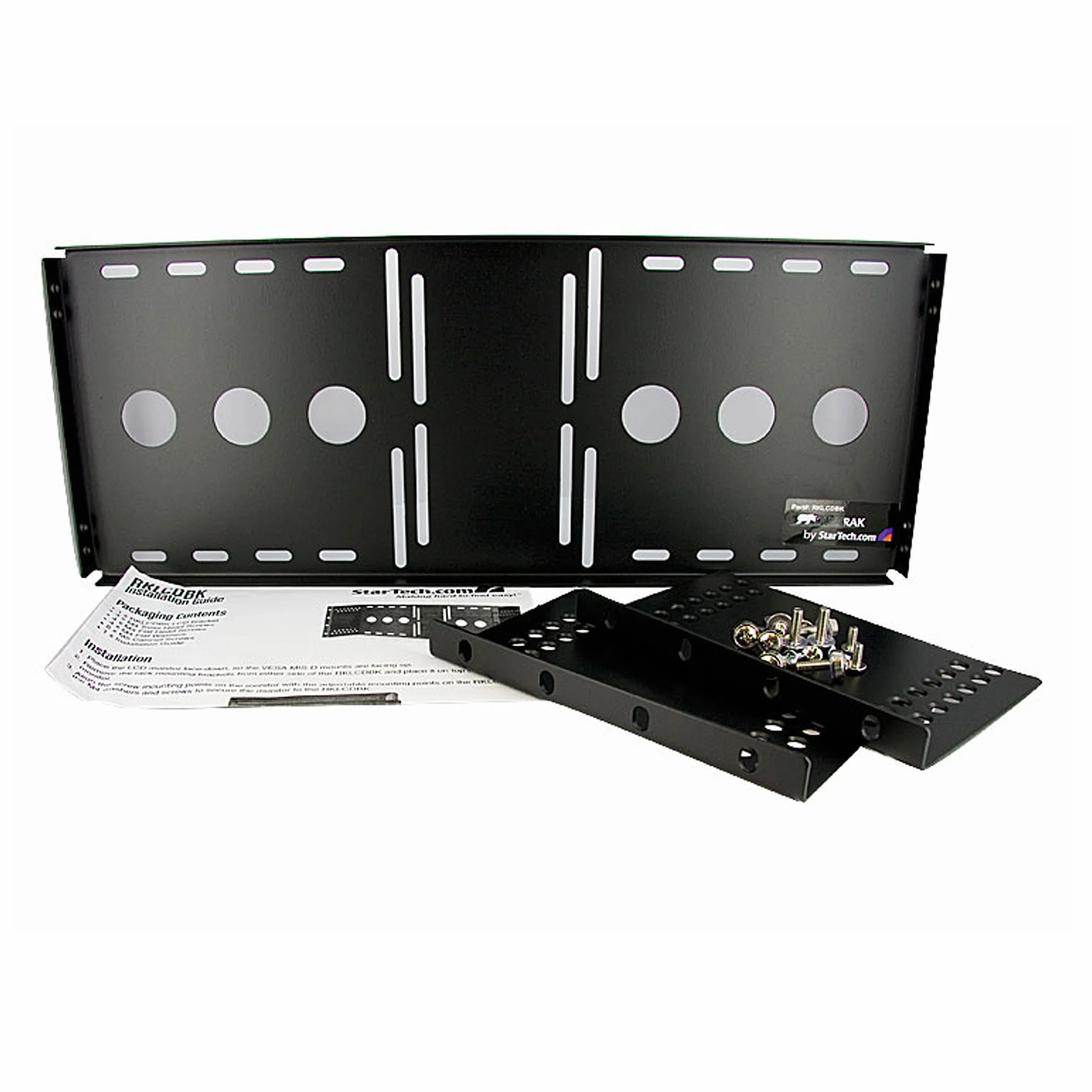 StarTech.com Staffa di montaggio 4U per display LCD VESA per armadi rack 19'', Supporto per monitor VESA universale in acciao pressato a freddo, Staffa 4U per server rack (RKLCDBK)