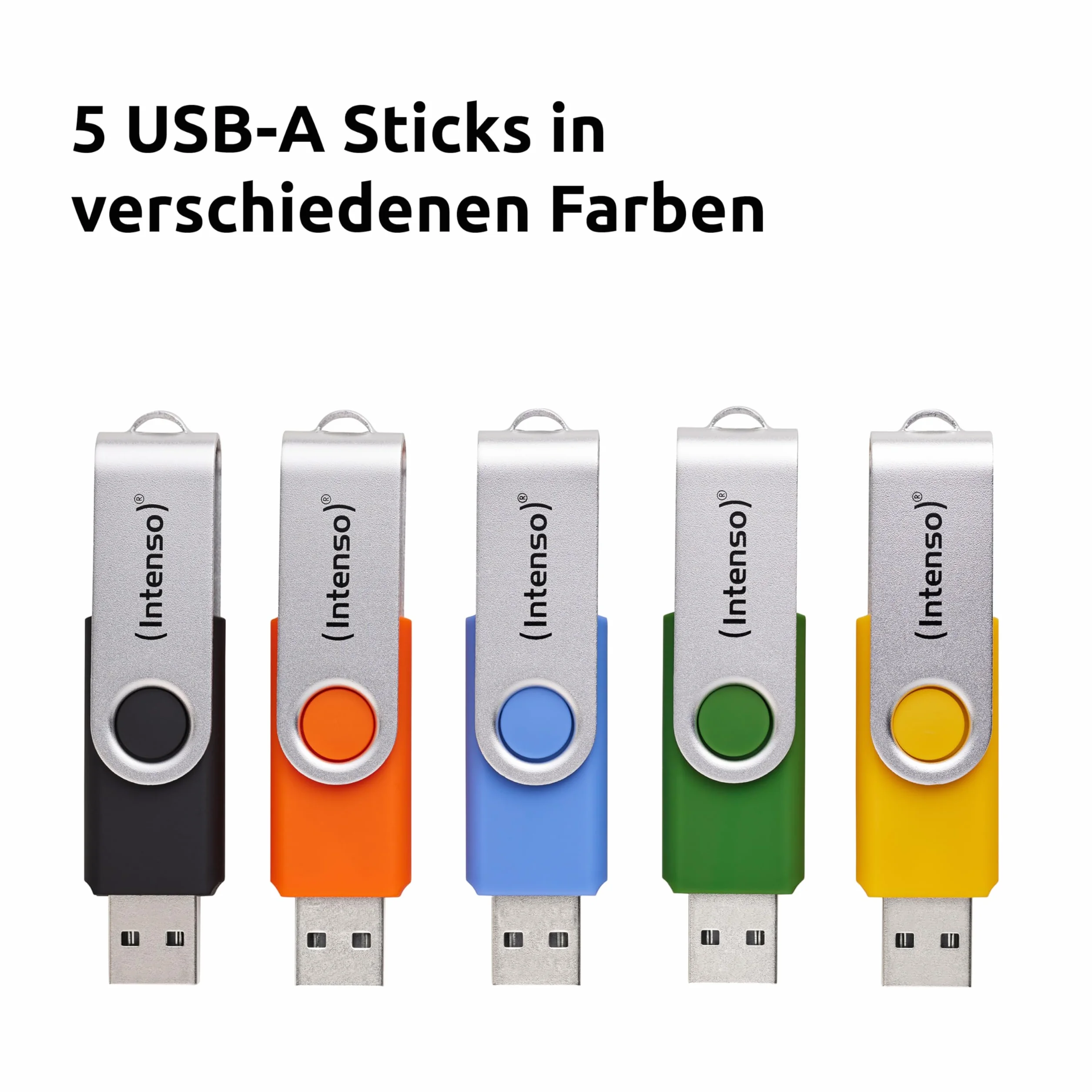 Intenso Office Line USB Stick 5 X 64 GB | Super Speed USB-A 3.2 Memory Stick fino a 70 MB/s | 5 colori con staffa in metallo ed etichette per scrivere