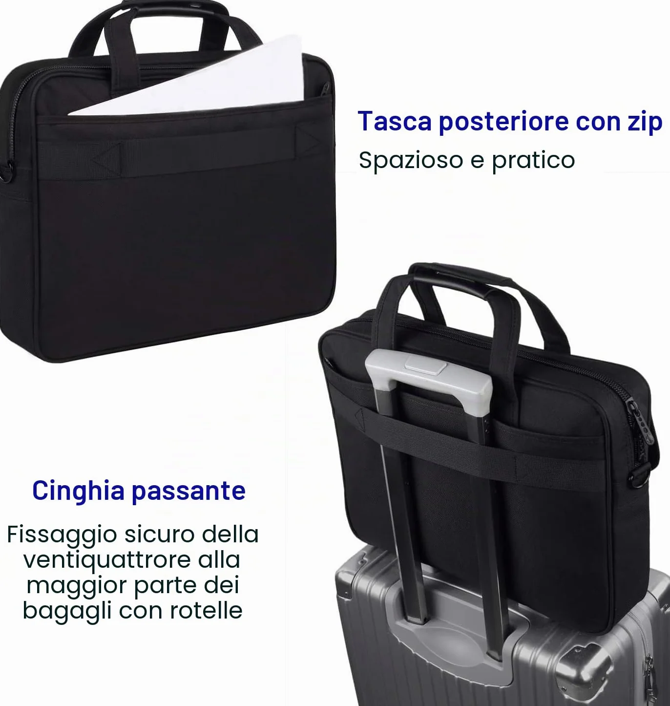 Taygeer Borsa Porta PC, 15.6 Pollici Impermeabile Borsa Computer Portatile Borsa Messenger per Donna Uomo Insegnanti Viaggio Lavoro Università Scuola, Nero