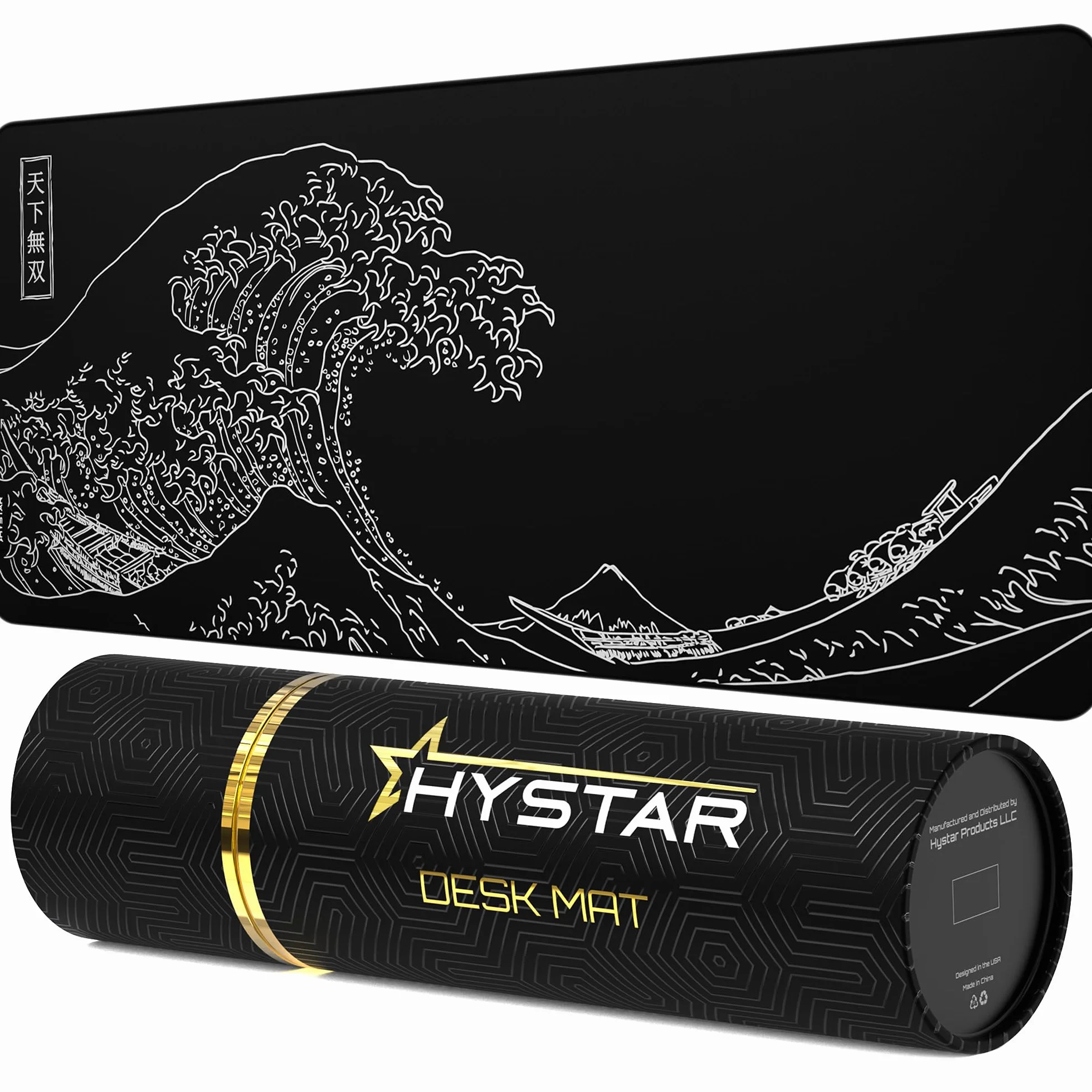 Hystar Tappetino per mouse da gioco, superficie in morbido tessuto testurizzato, tessuto impermeabile, spessore 5 mm, sottobicchiere in silicone per bevande, scatola durevole per il trasporto, design