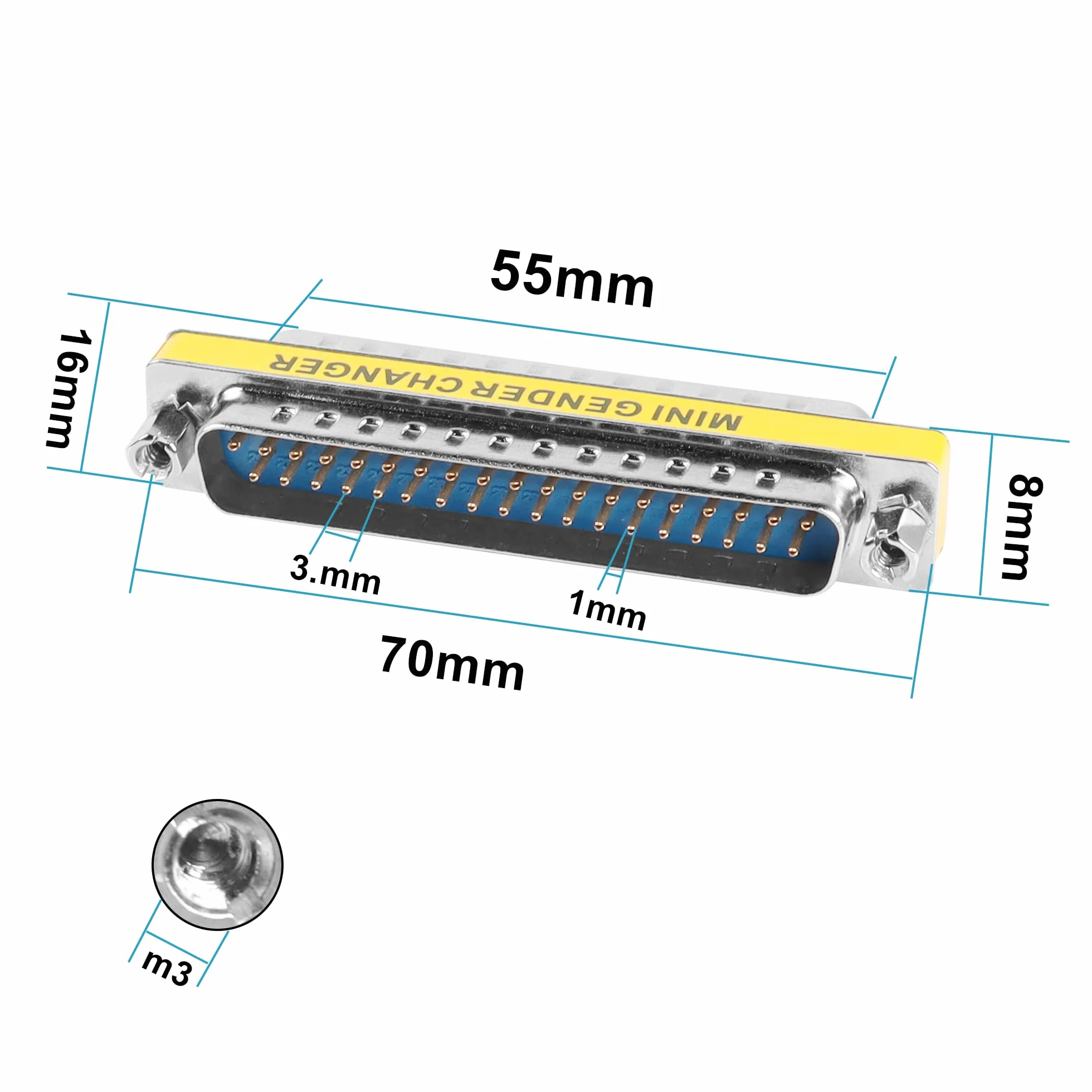 MEIRIYFA DB37 37 Pin Gender Changer D-SUB 37Pin Maschio a Maschio Accoppiatore Cavo Seriale Cambio di Genere VGA Adattatore Connettore-2PCS (Maschio)