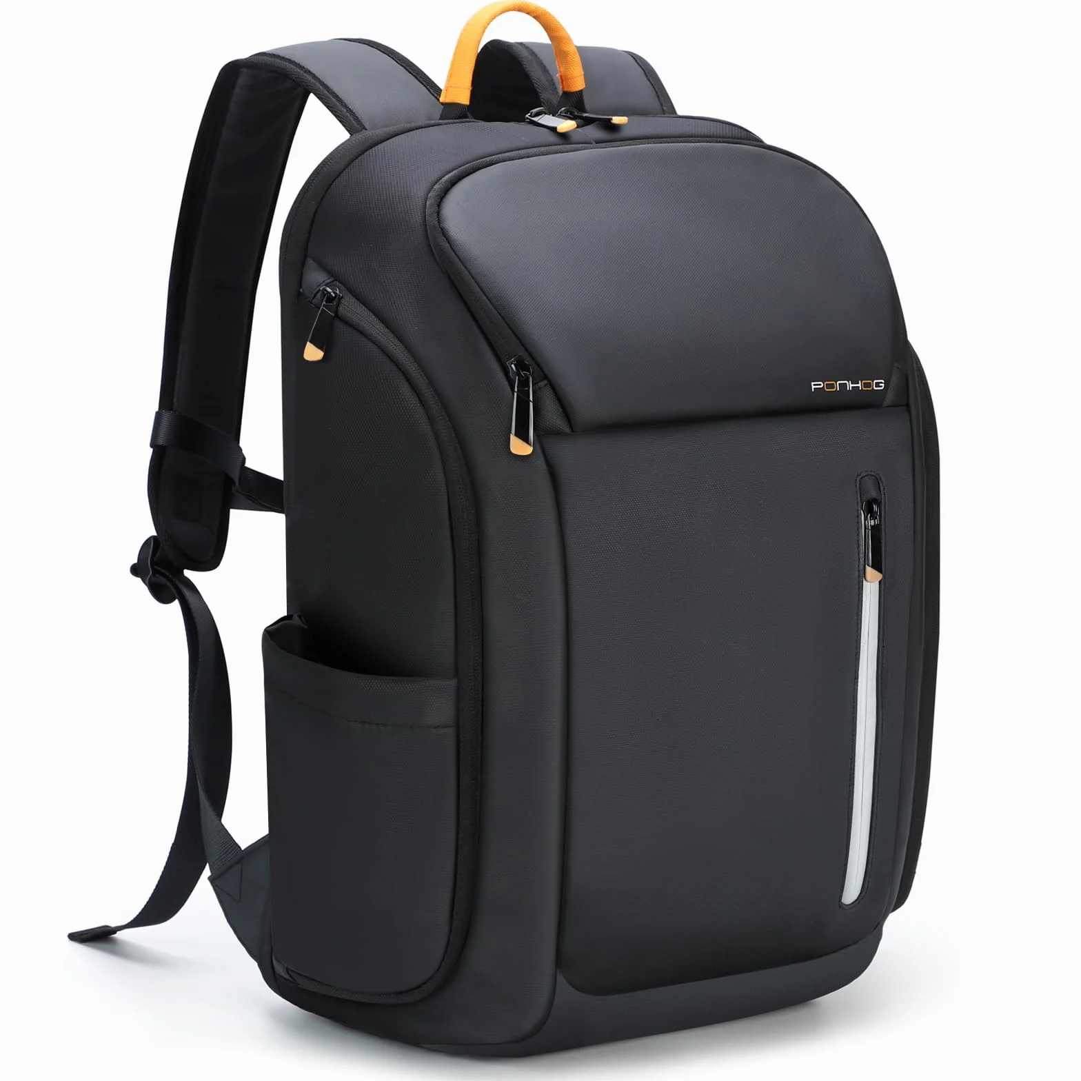 Ponhog Zaino Uomo Porta PC 17 Pollici - Zaino da Viaggio 900D Idrorepellente, Apertura 180° e Design Antifurto, Capacità 30L, Nero