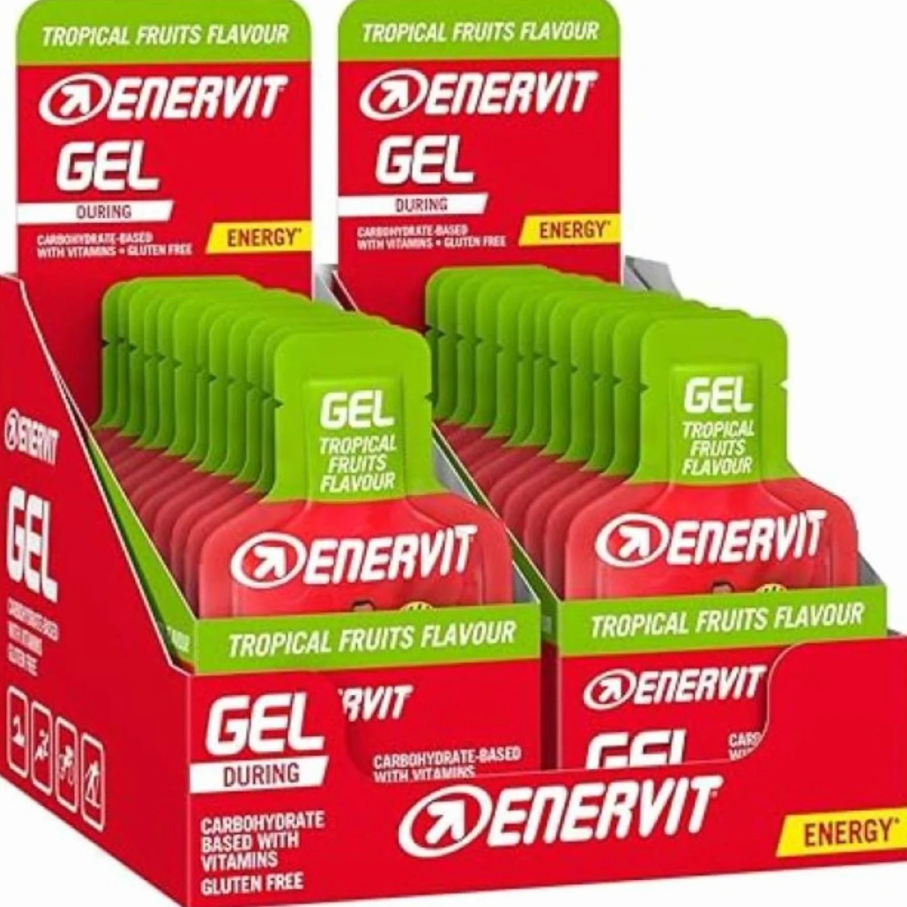 Enervit Gel Frutti Tropicali Energetico con Vitamine 20g Carboidrati 24x25ml Senza Glutine Vegan