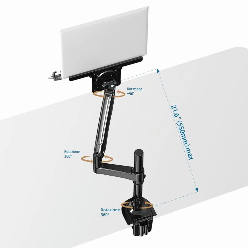 NB North Bayou Supporto Laptop & Supporto per Monitor, per Notebook da 13-17'' e Monitor da 17-32 Pollici, Carico Massimo 9 kg VESA 75/100 mm H100-FP