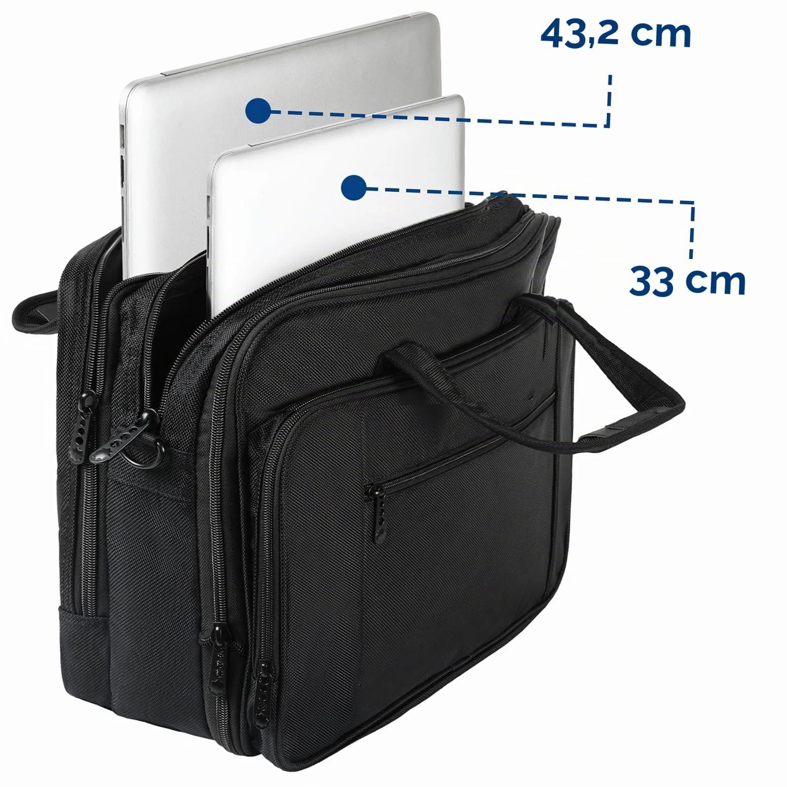 Borsa per laptop 17 pollici, valigetta da lavoro grande per uomo donna borsa a tracolla impermeabile borsa a tracolla, borsa per computer multifunzione espandibile per laptop tablet notebook, nero