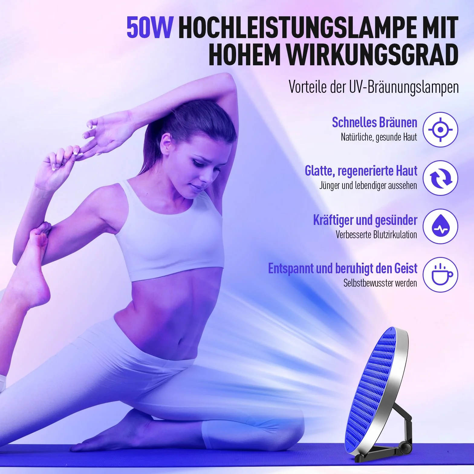 Solarium per la casa 50 W 250 LED 460 NM lampada abbronzante portatile con occhiali solarium supporto pieghevole regolabile