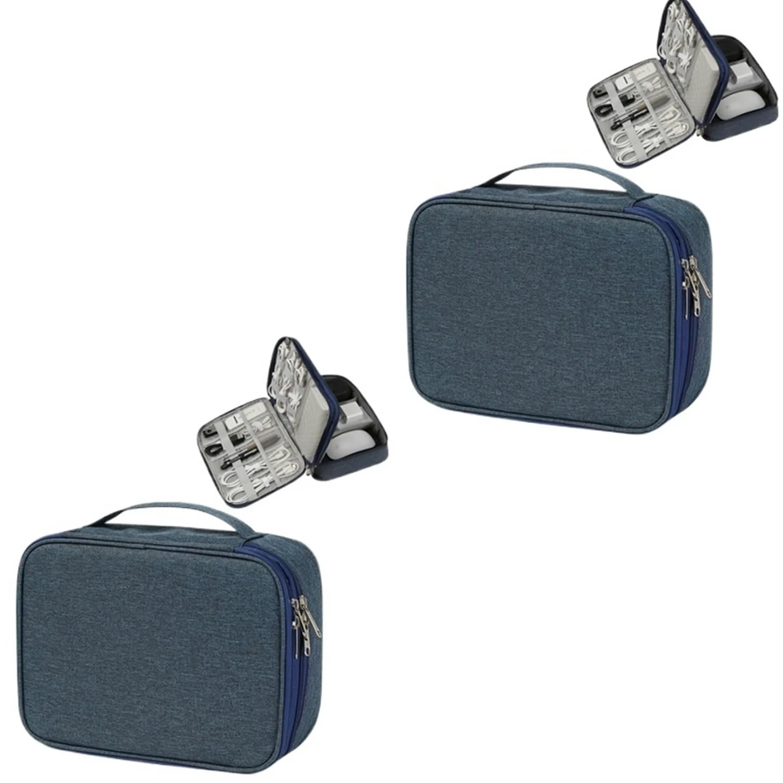 Borsa Per Cavi Caricabatterie USB digitale impermeabile, organizer portatile for cavi di ricarica da ufficio per Accessori Tecnologici(Blue 2Layer 2PCS)