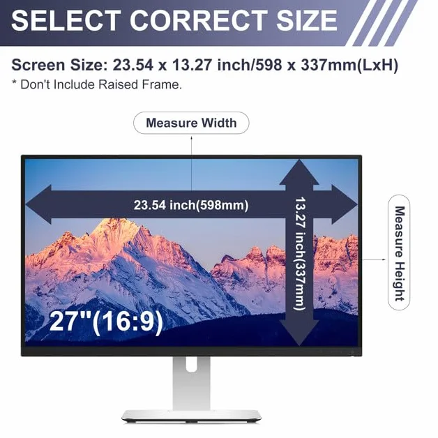 LAMA Pellicola protettiva anti-luce blu per monitor da 27 pollici, pellicola protettiva per display con blocco della luce blu, protezione per gli occhi, protezione antiriflesso 16:9 (598 x 337 mm)