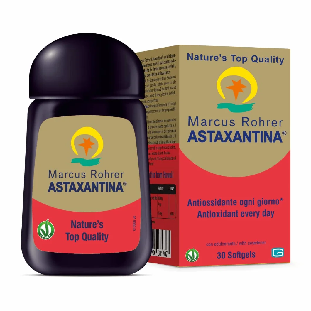 Marcus Rohrer Astaxantina Integratore Alimentare Antiossidante Protezione UV 30 Softgel